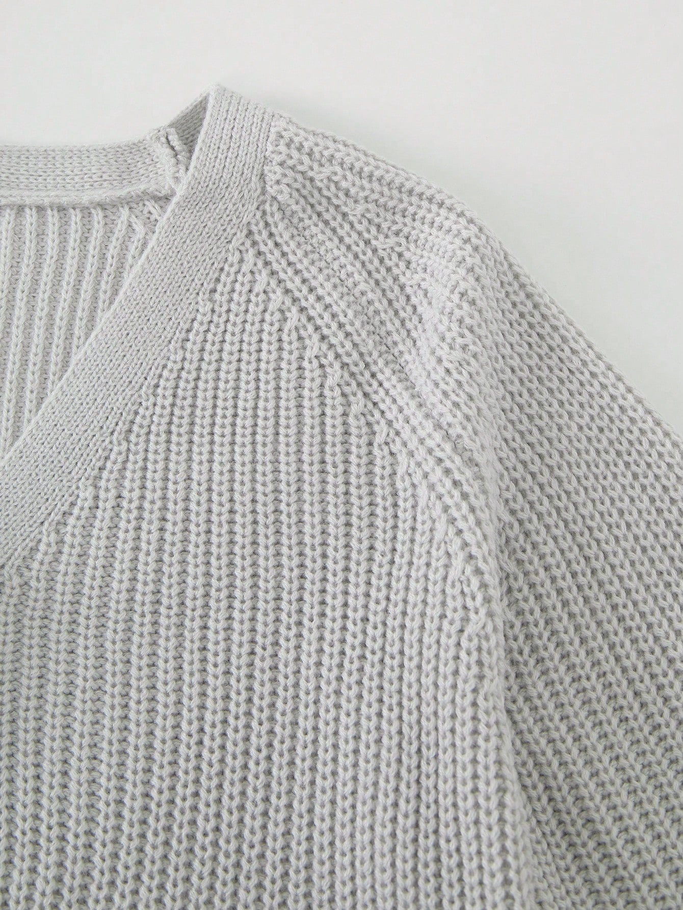 Women's Gray Ribbed Knit Henley Top with Button Placket