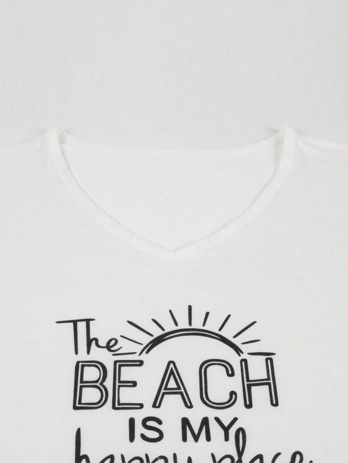 Women's Women Sleeveless Graphic Tank Top The Beach Is My Happy Place Print Tee
