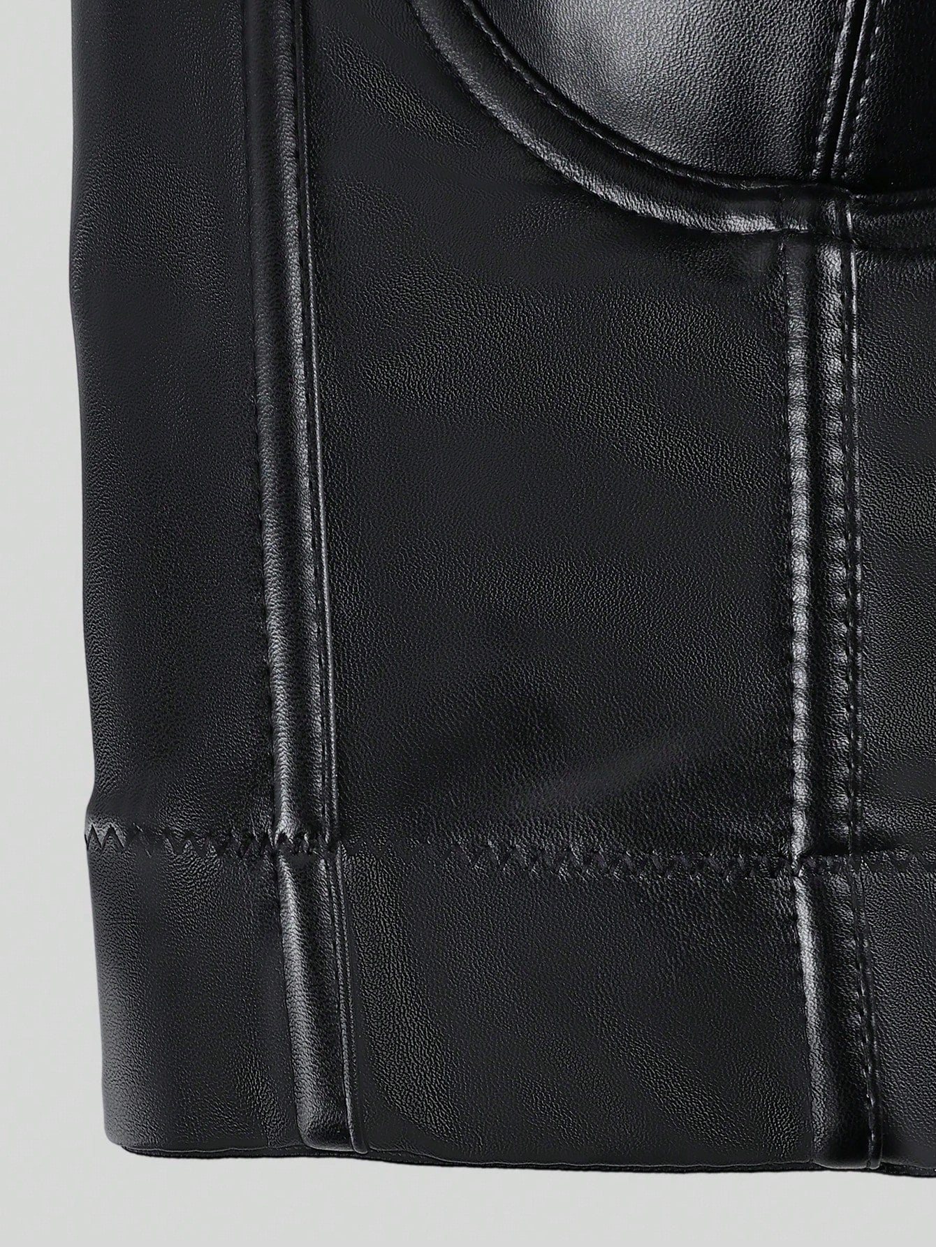 Women's Black Faux Leather Bustier Crop Top with Cage Straps