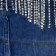 Women's Denim Blue Rhinestone Crystal Fringe Sweetheart Corset Crop Top