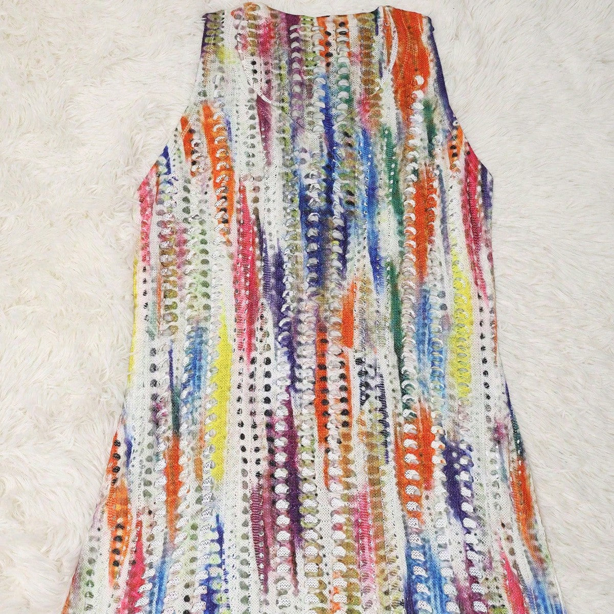 Women's Multi-Color Abstract Print Polyester Sleeveless Round Neck Mini Dress