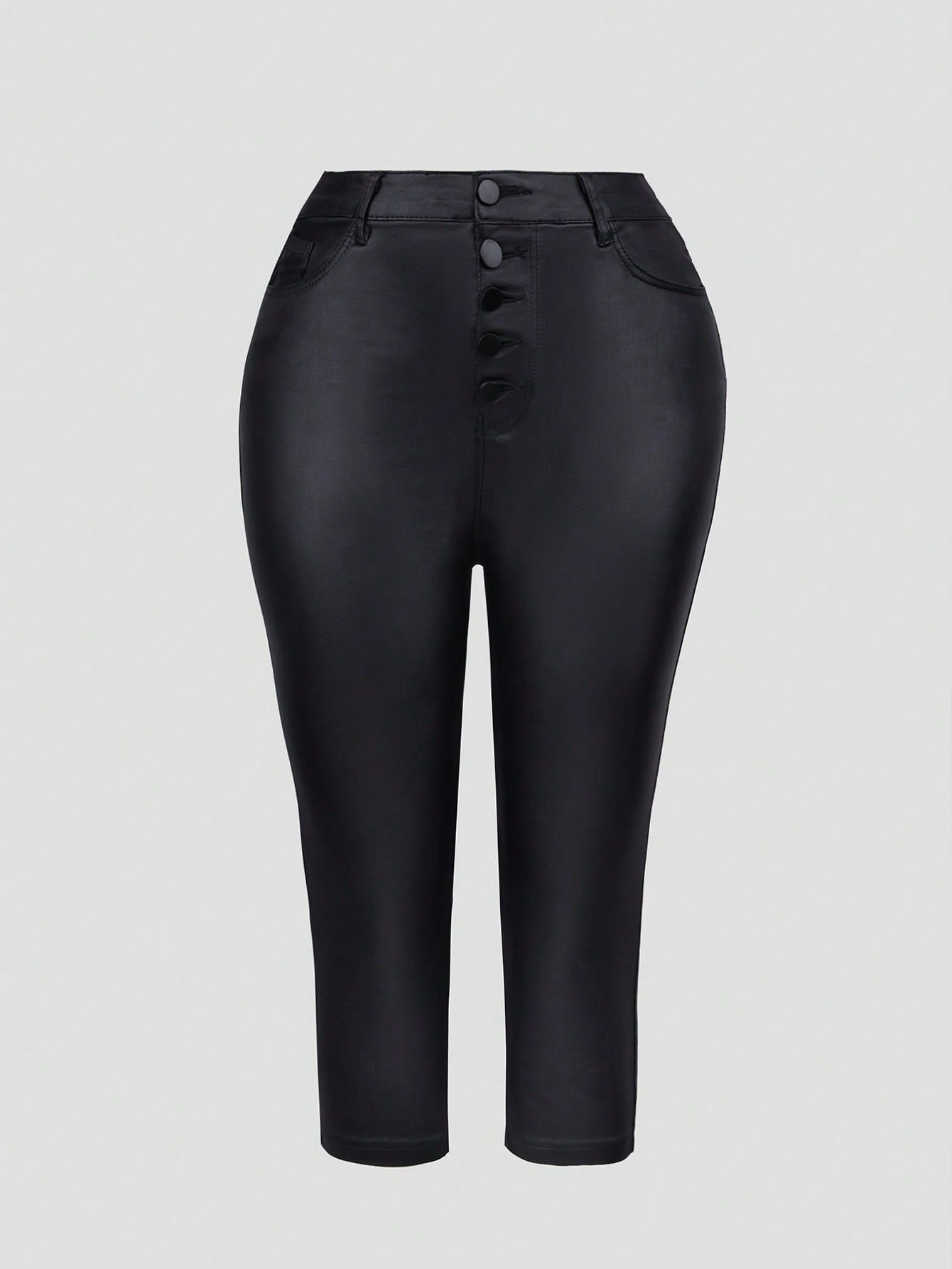 Women's Black Polyester Full-length pants with wide-leg