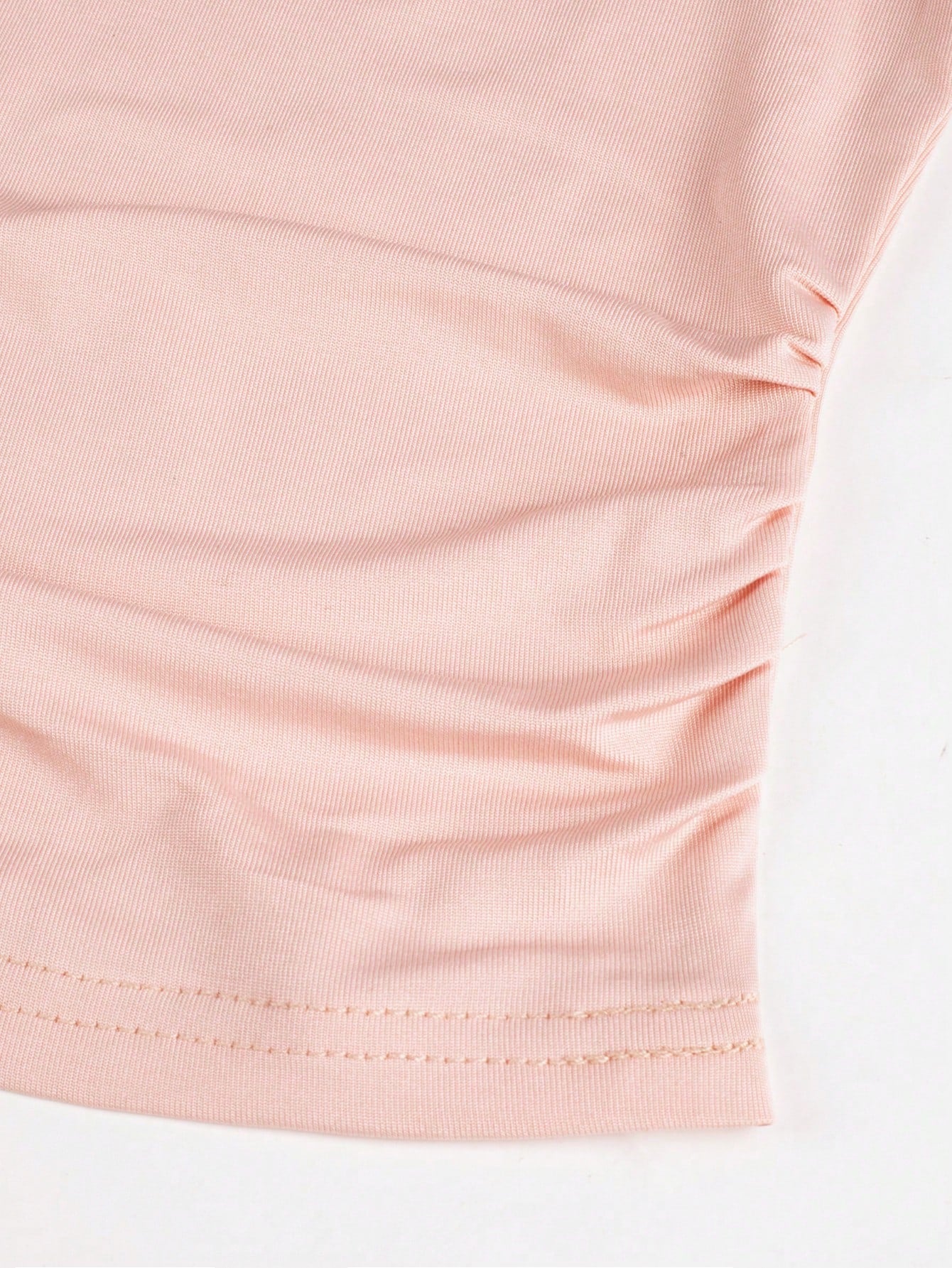 Women's Women Sexy Pink Off Shoulder Long Sleeve Ruched Top Slim Fit Tee