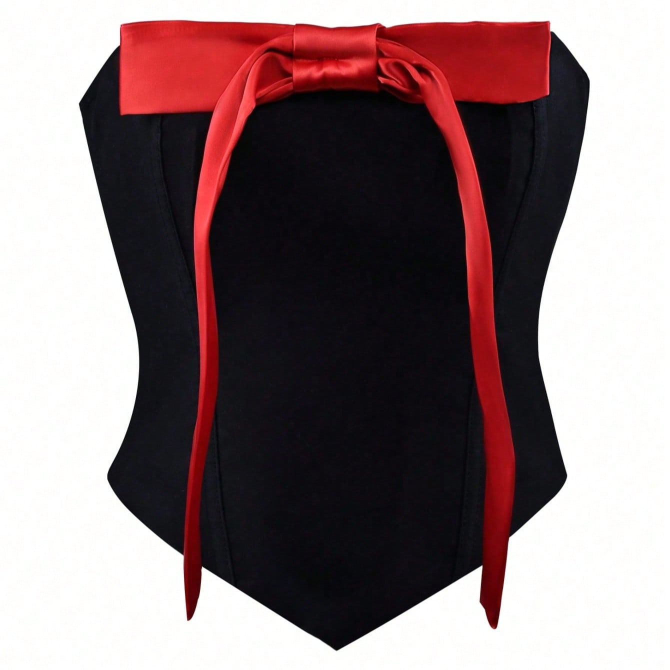 Women's Black Tube Dress with Large Red Bow Detail