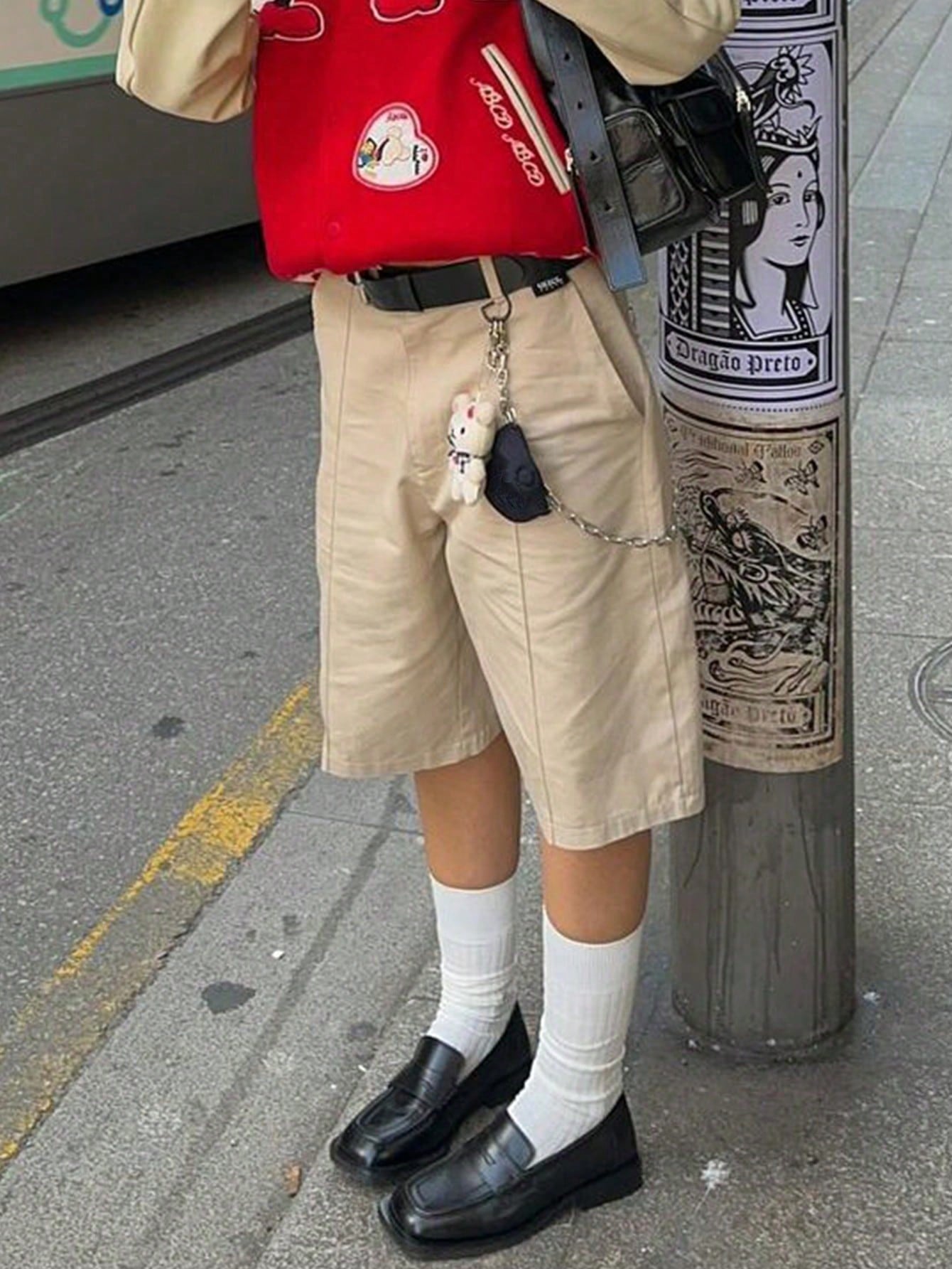 Women's Beige Cargo Bermuda Shorts - Mid-Length Relaxed-Fit Casual Shorts with Pocket Detail, Streetwear & Daily Wear