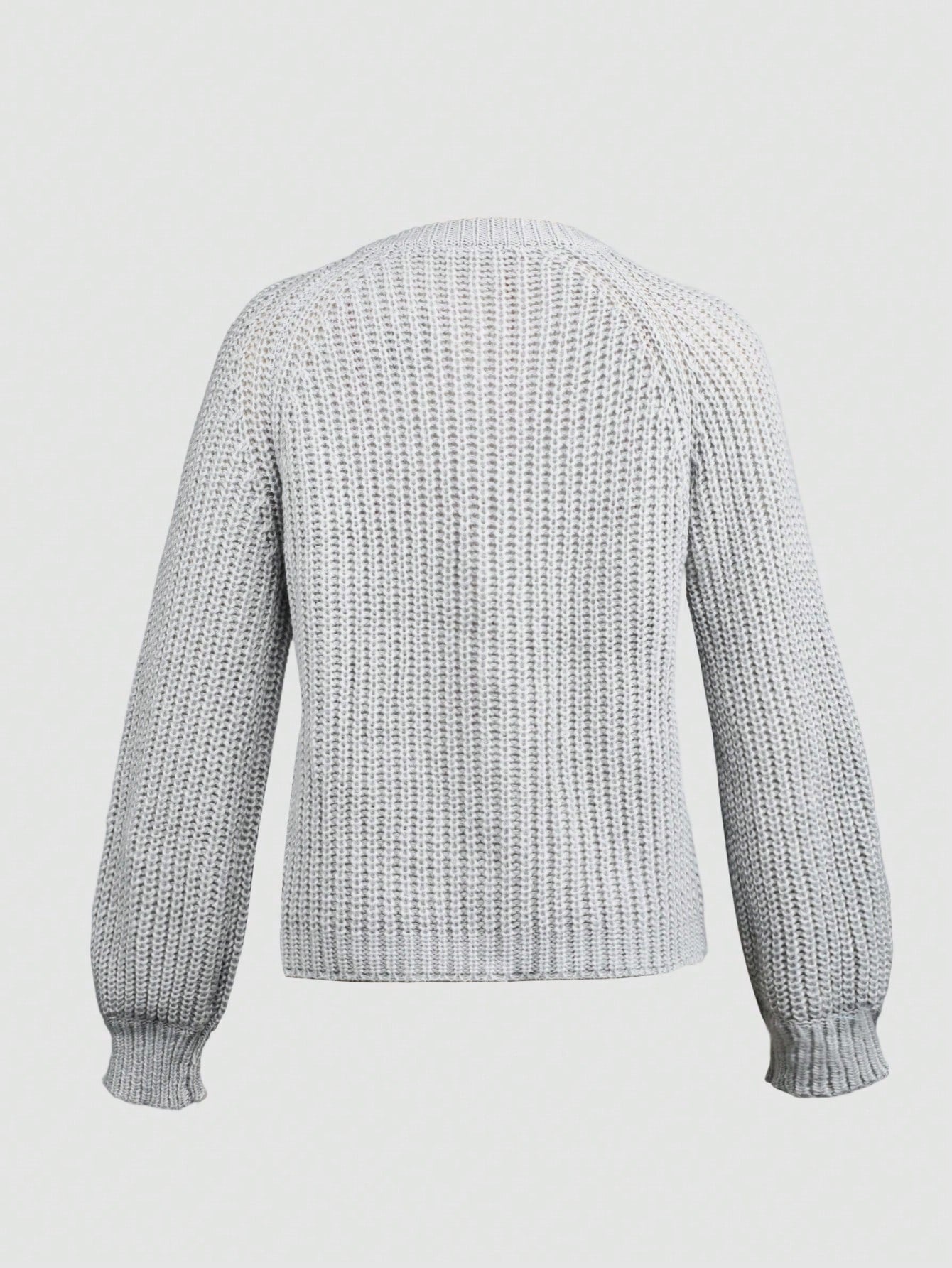 Women's Casual Grey Button-Up Knit Cardigan Sweater