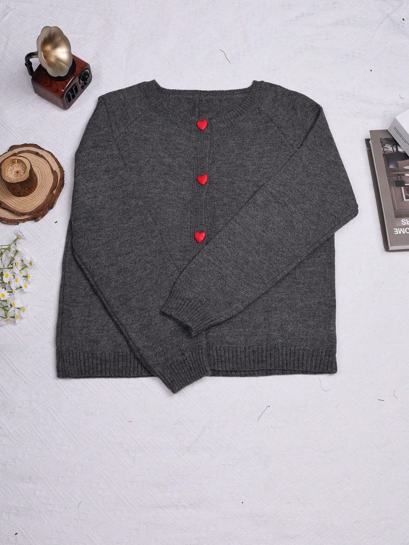 Women's Dark Gray Ribbed Knit Midi Bodycon Dress