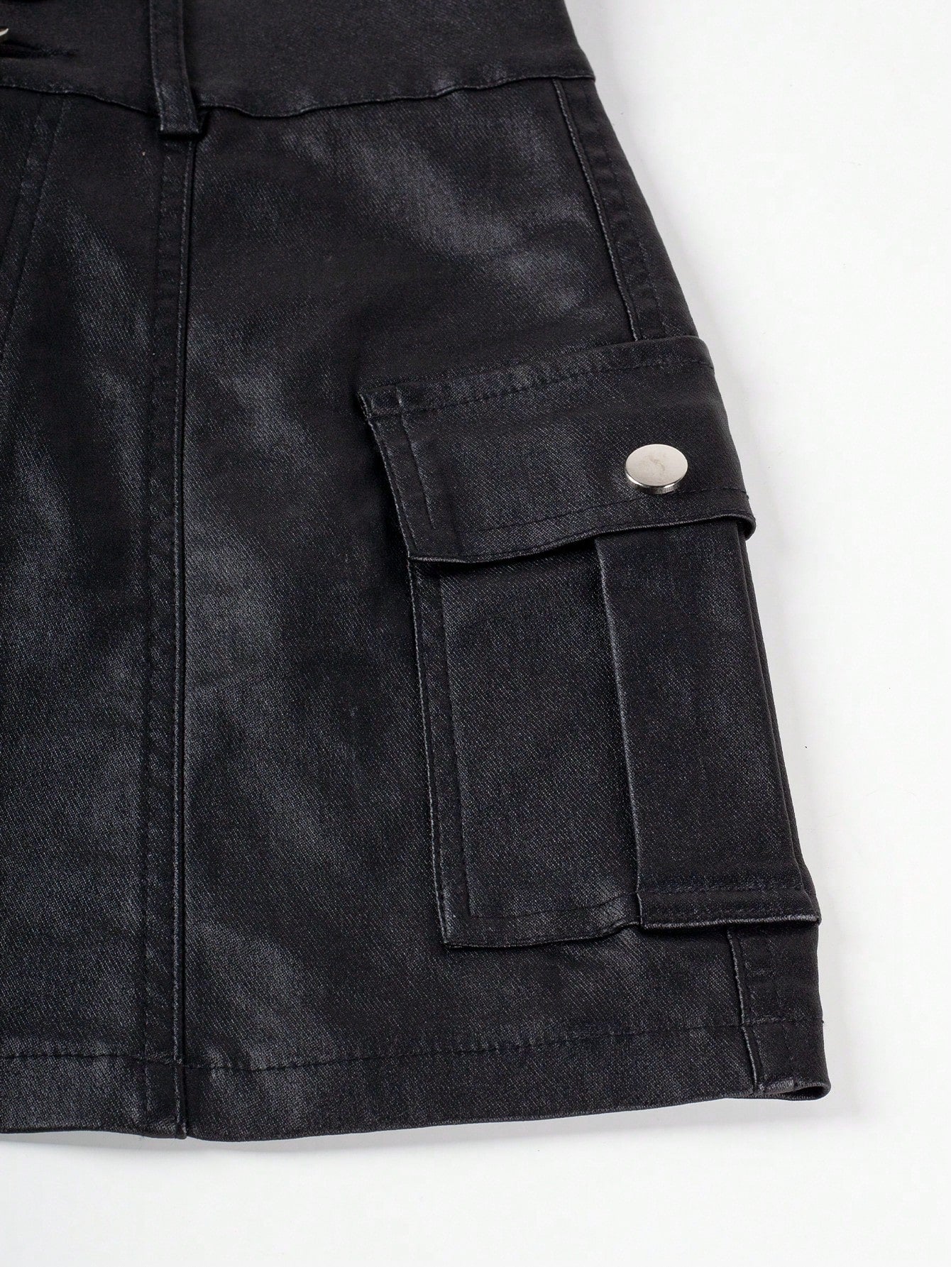 Women's Faux Leather Mini Skirt with Cargo Pockets
