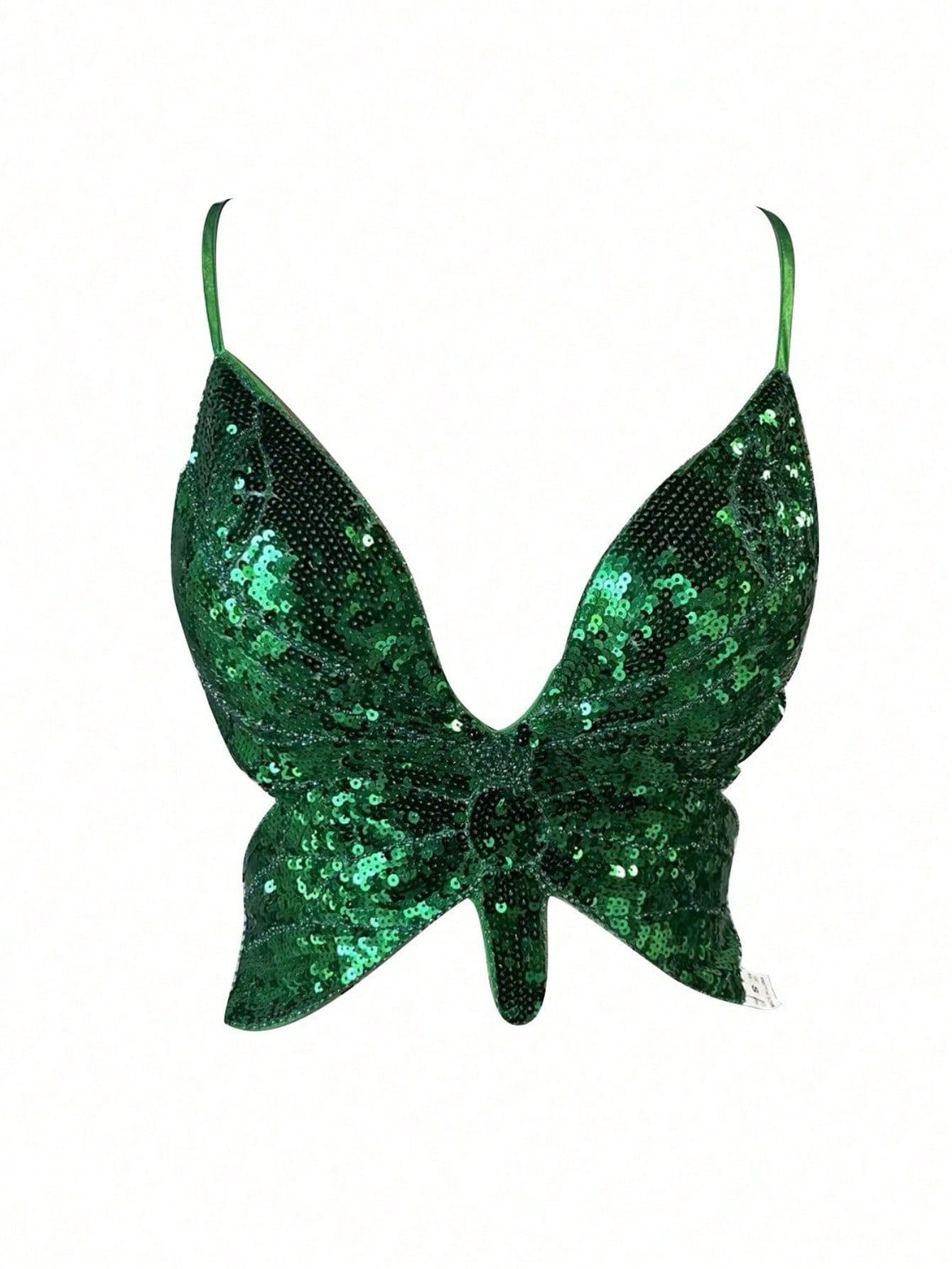Women's Green Butterfly Shaped Sequin Corset Top
