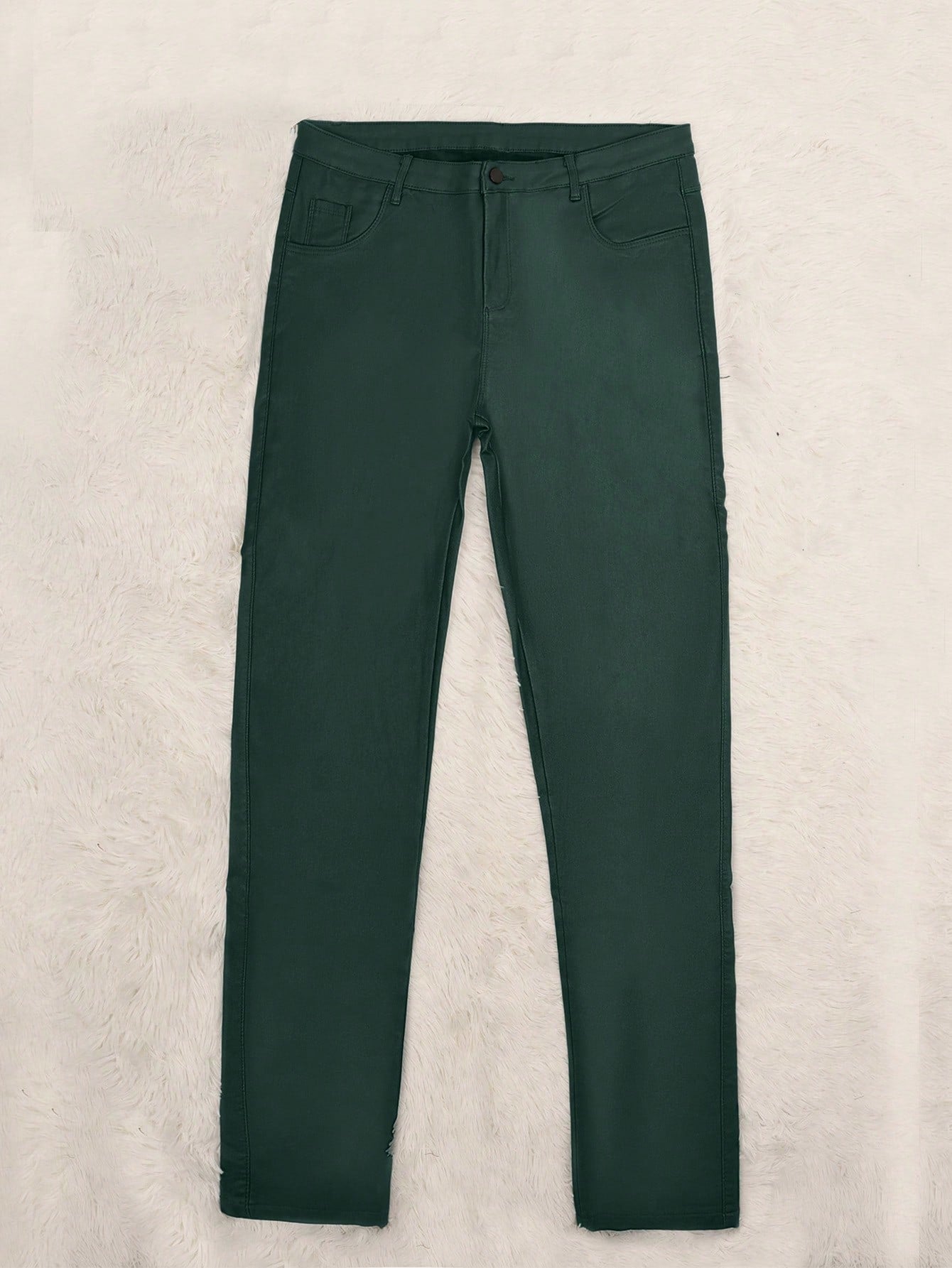 Women's Plus Size Women's Dark Green High Waist Skinny PU Leather Pants