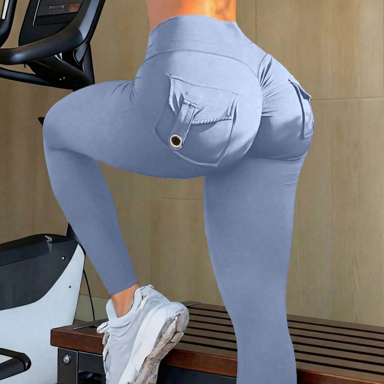 Women's Light Blue High-Waist Yoga Pants