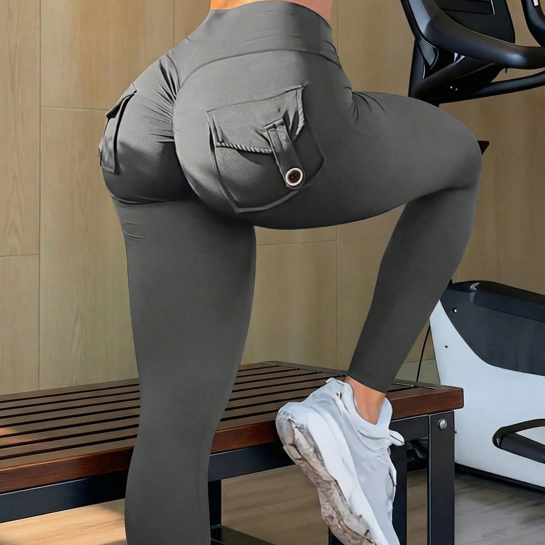 Women's Grey High-Waist Yoga Pants