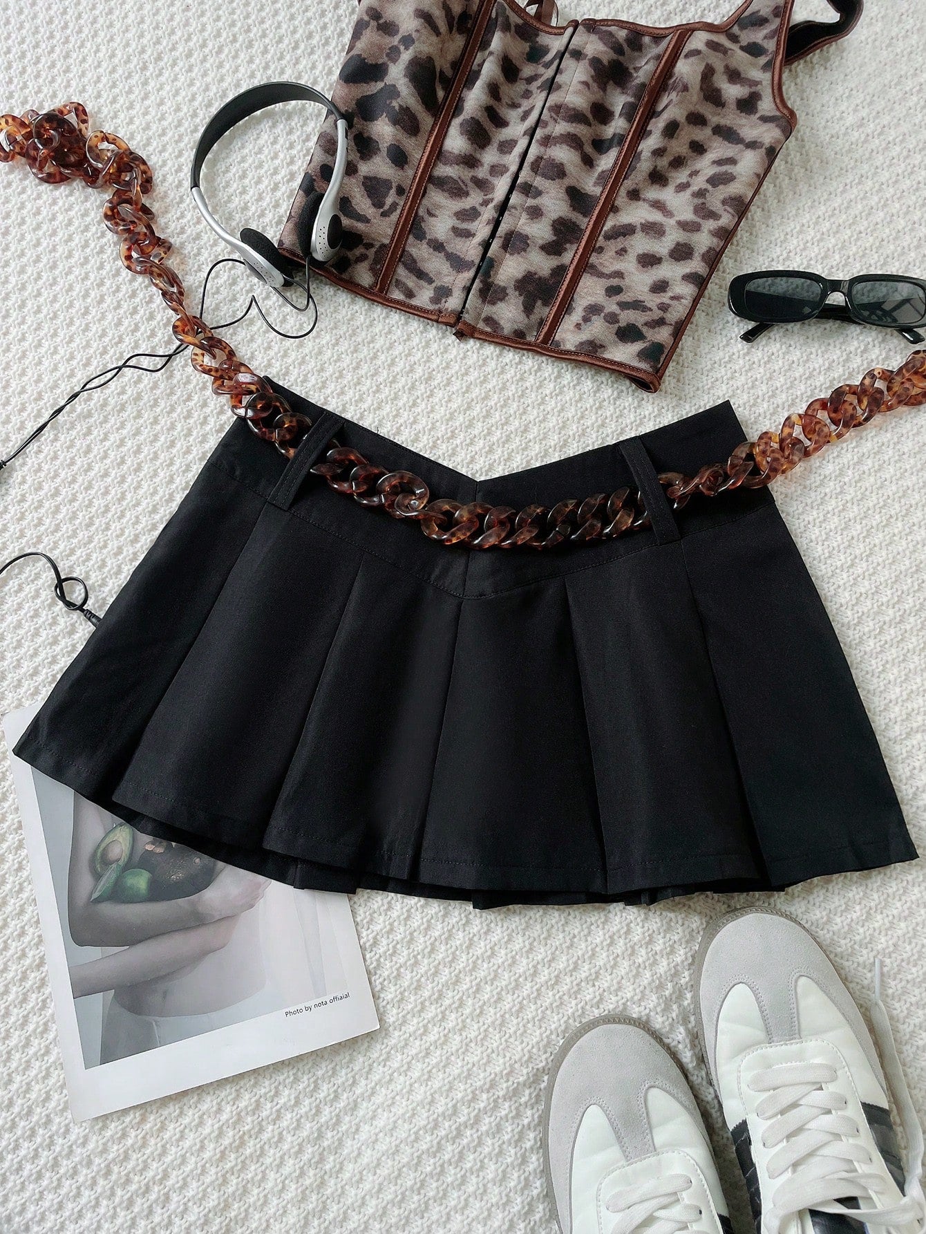 Women's High Waist Pleated Mini Skirt Preppy Style Solid Color School Uniform Skirts