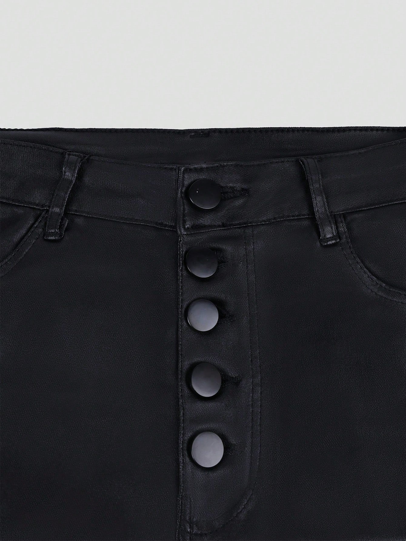 Women's Black Polyester Full-length pants with wide-leg