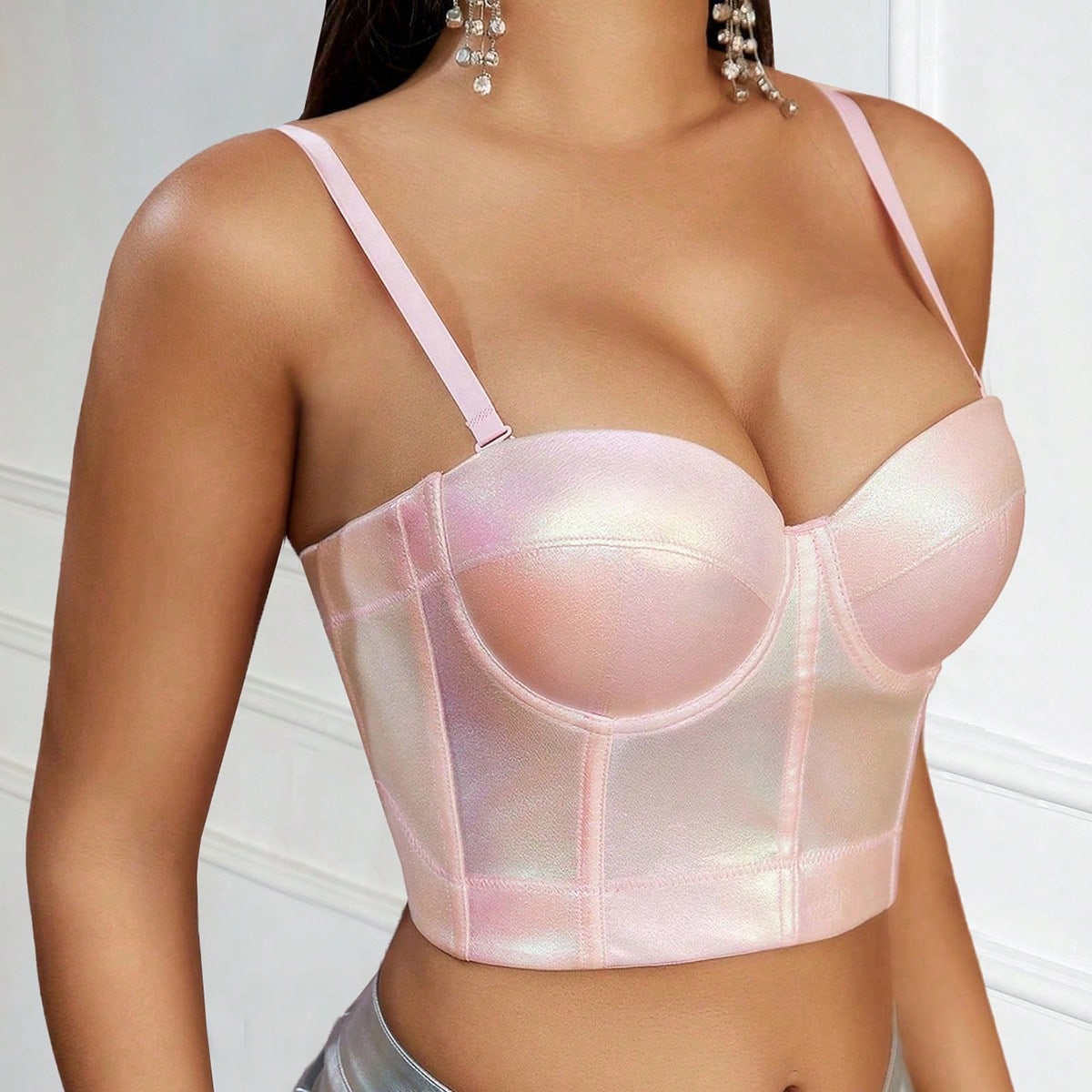 Women's Pink Corset Bustier Top