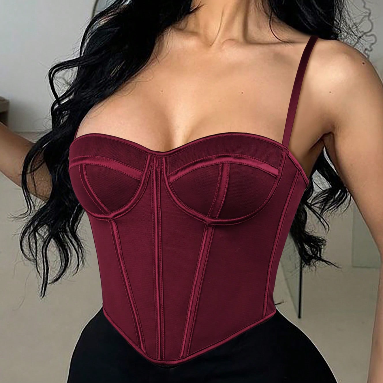 Women's Multi-Color Satin Sweetheart Corset - Slim Fitted Boned Crop Top, Y2K Streetwear