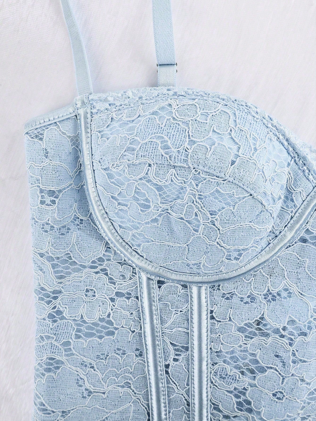 Women's Blue Lace Corset Top