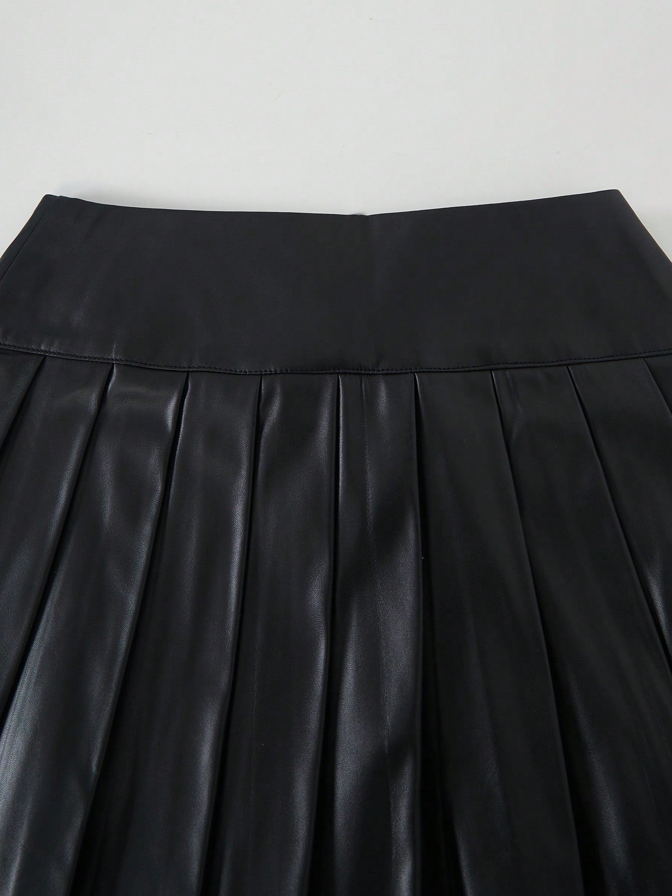 Women's Black PU Leather Pleated Mini Skirt High Waisted Gothic Punk Style