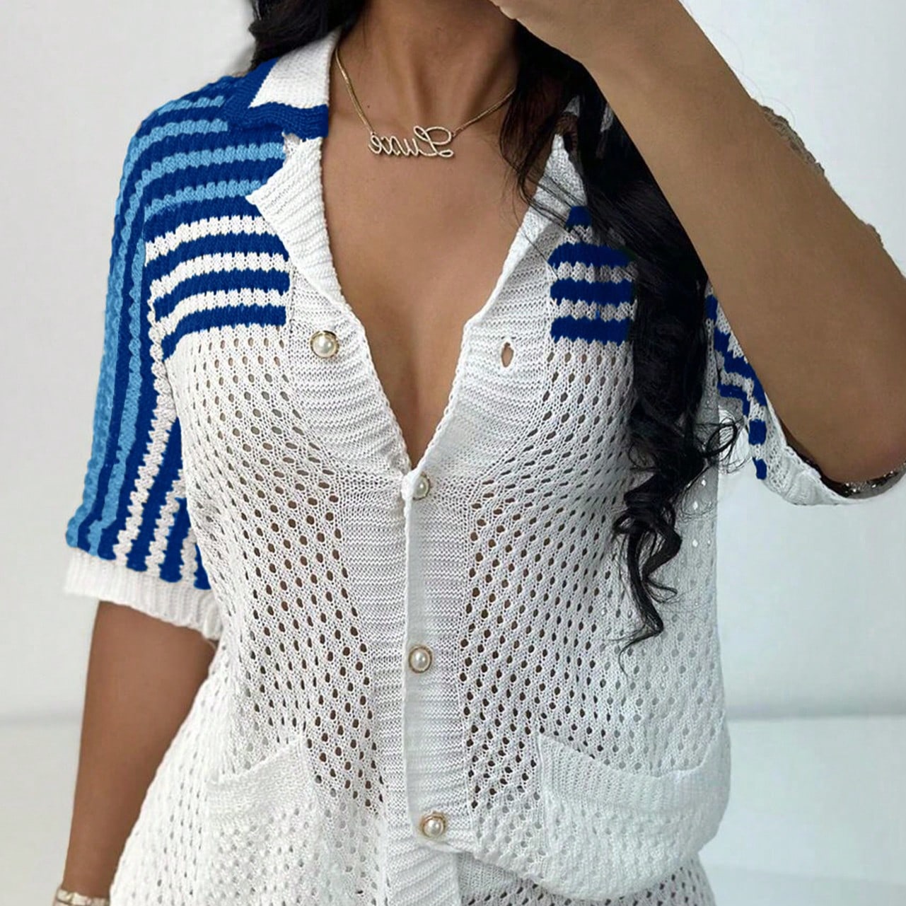 Women's Blue Ribbed Knit Midi bodycon dress with sleeveless