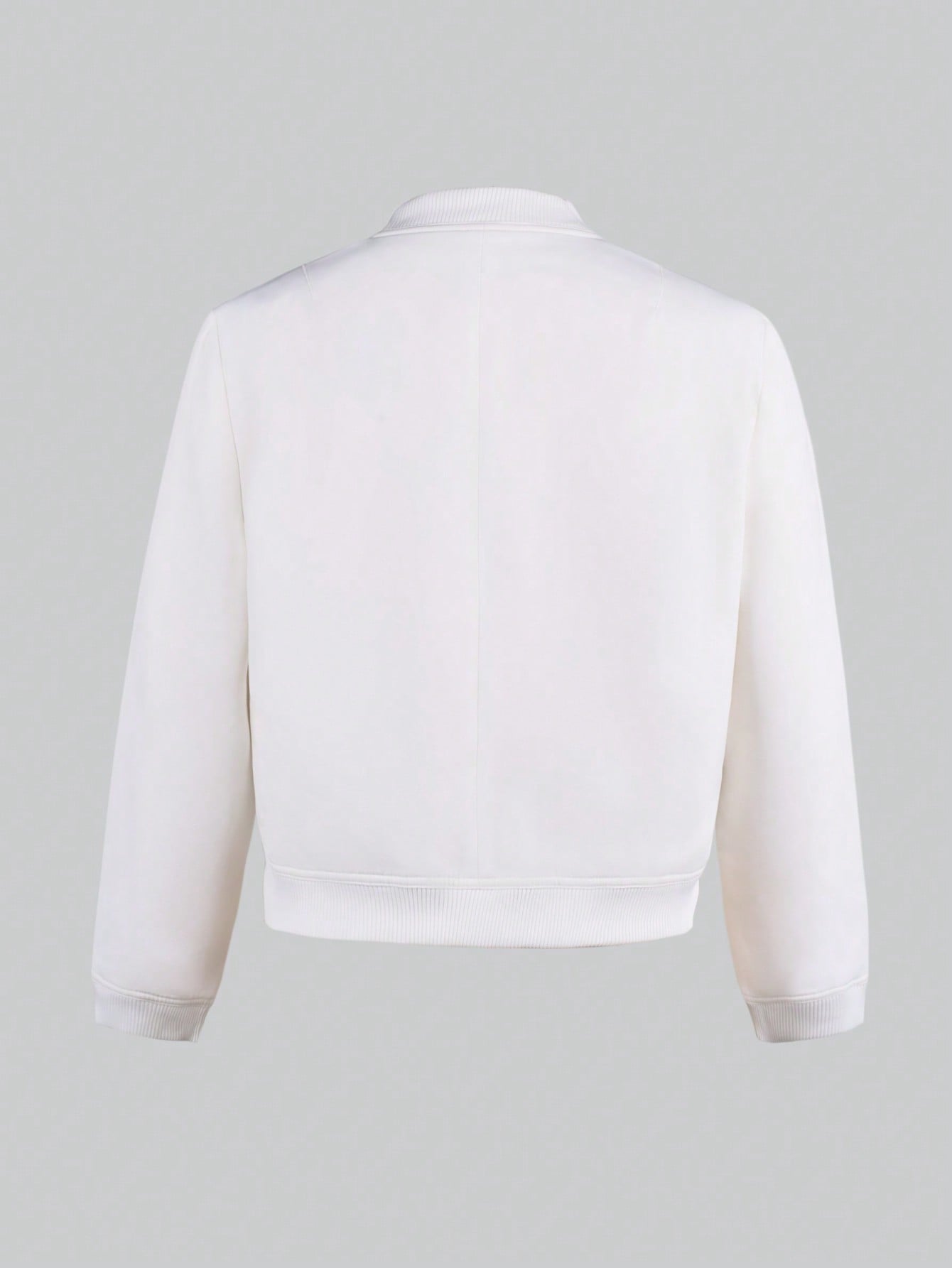 Women's Off-White Faux Leather Snap-Front Bomber Jacket with Flap Pockets