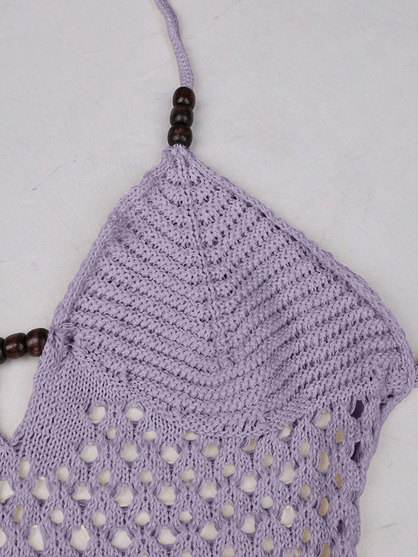 Women's Sexy Lavender Crochet Knit Mini Dress Halter Neck Backless Bodycon Beach Dress