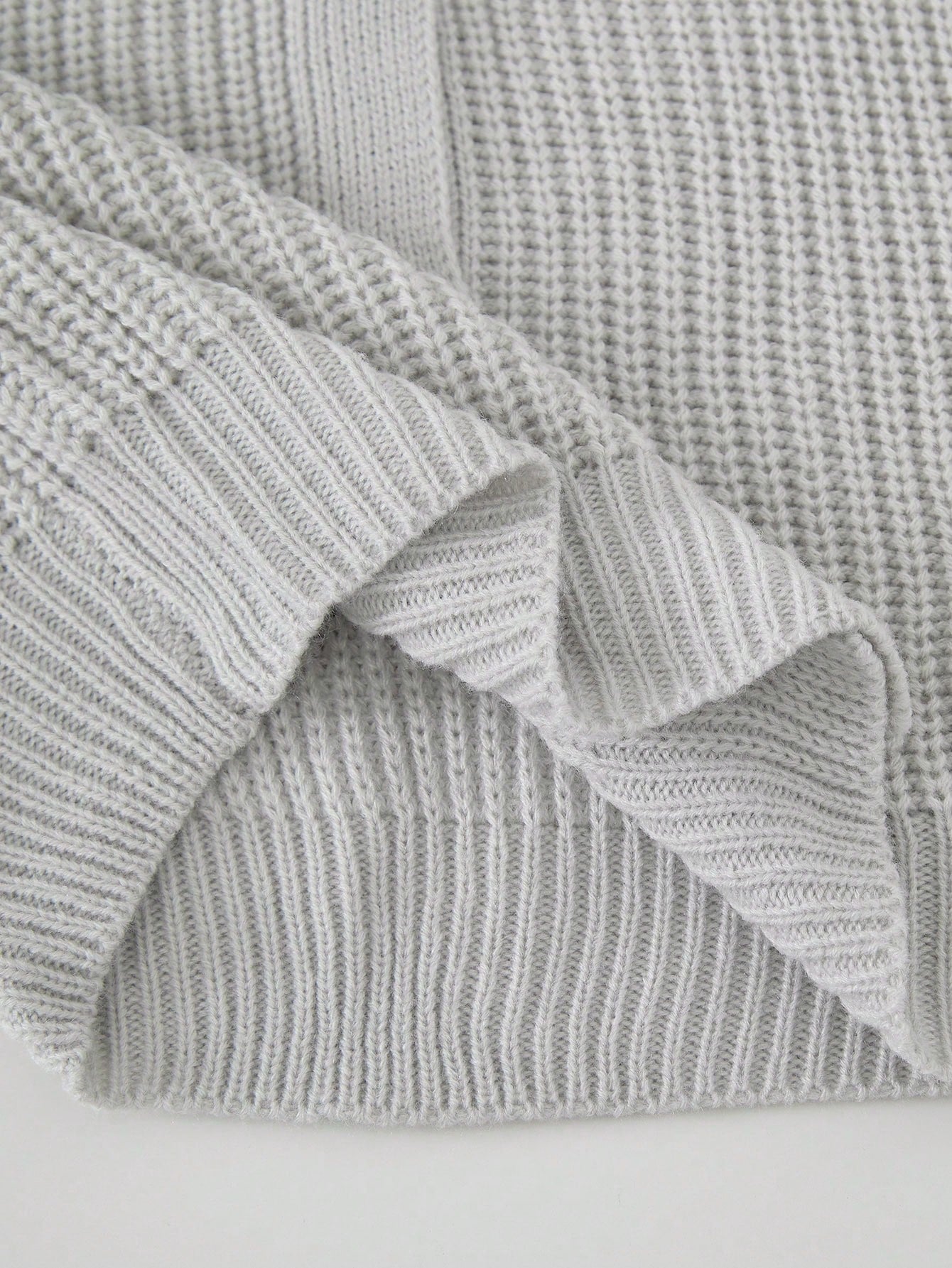 Women's Gray Ribbed Knit Henley Top with Button Placket