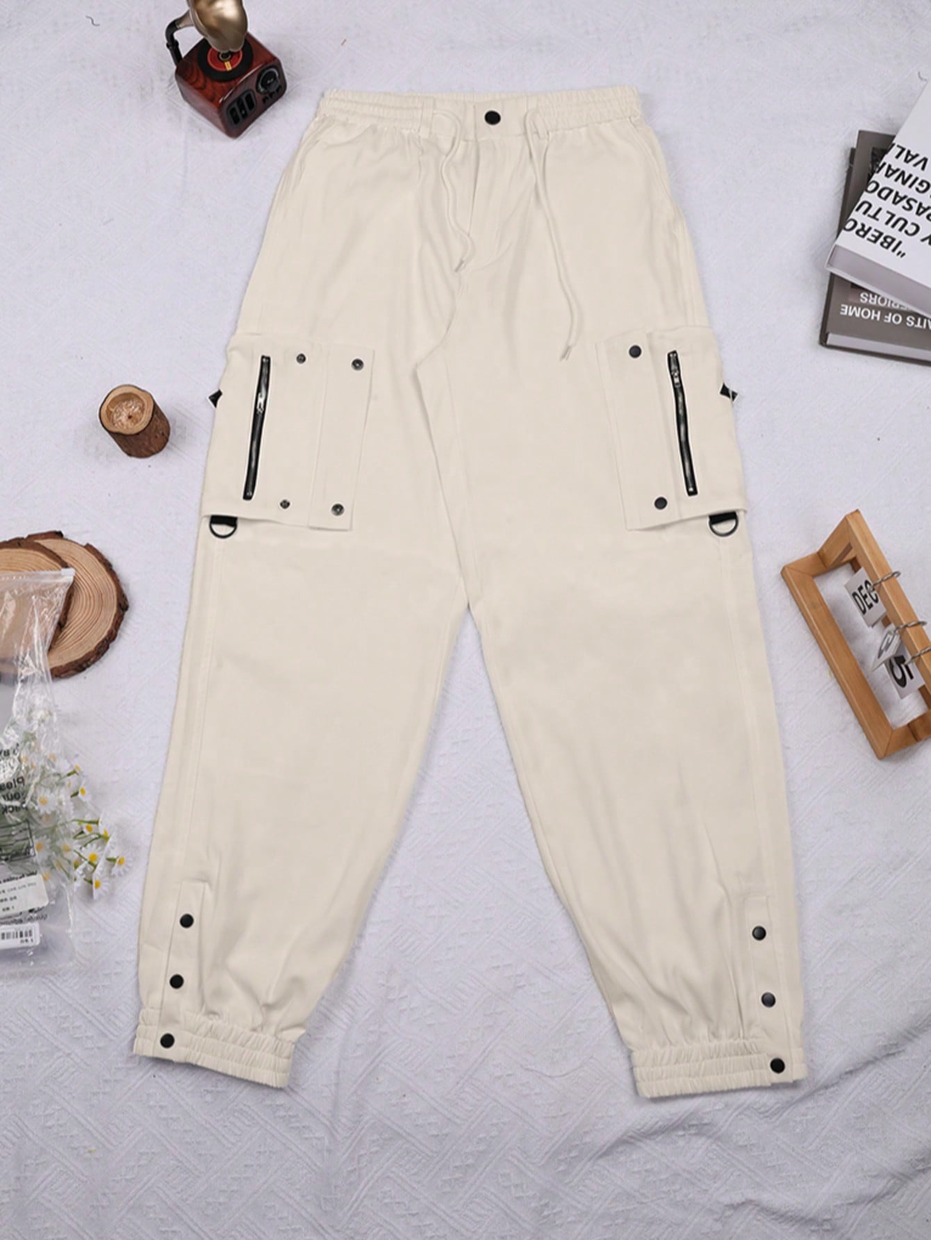 Women's High Waisted Cargo Pants with Large Side Pockets Casual Streetwear