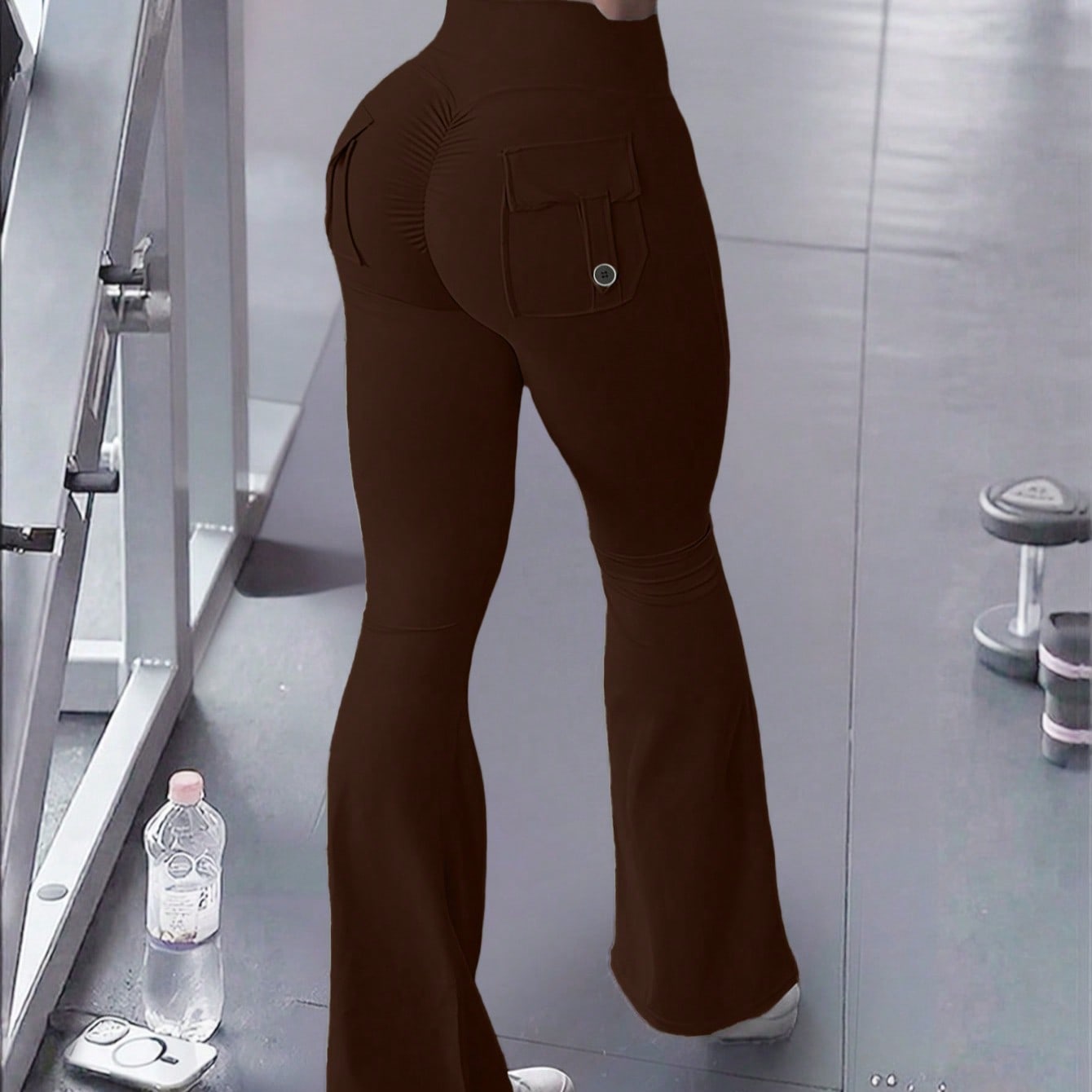 Women's Brown High-Waist Yoga Pants