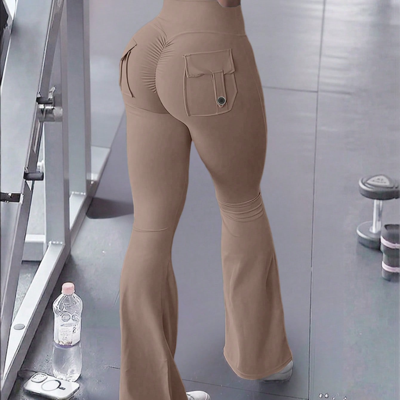 Women's Khaki High-Waist Yoga Pants