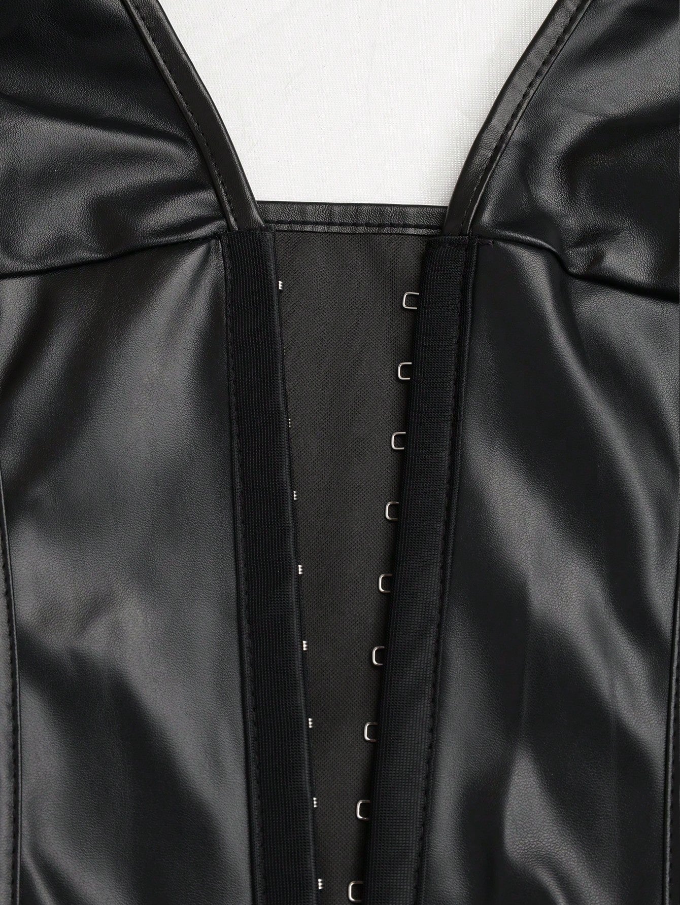 Women's Apperloth Black PU Leather Halter Corset Dress Sexy Bodycon Mini Dress