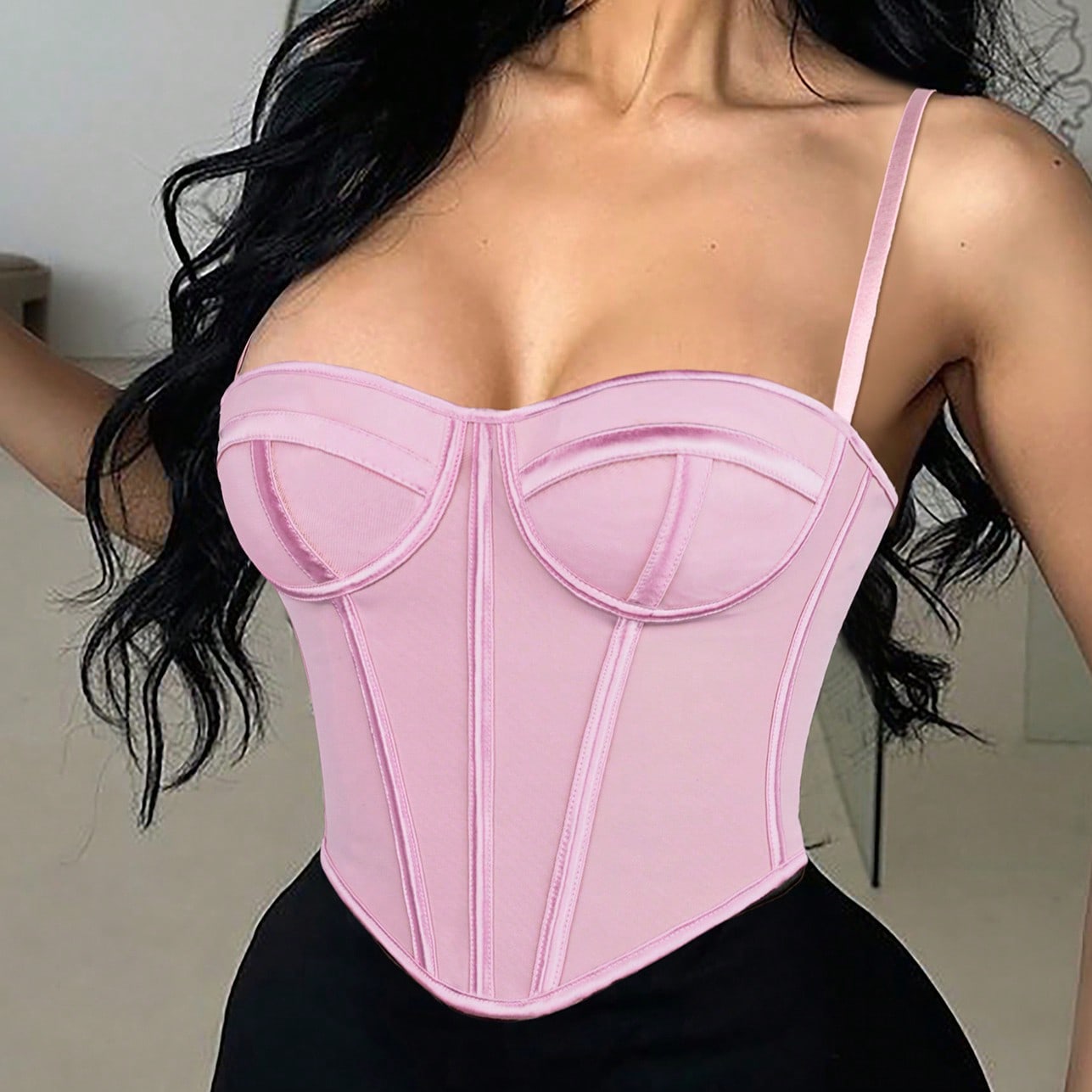 Women's Multi-Color Satin Sweetheart Corset - Slim Fitted Boned Crop Top, Y2K Streetwear