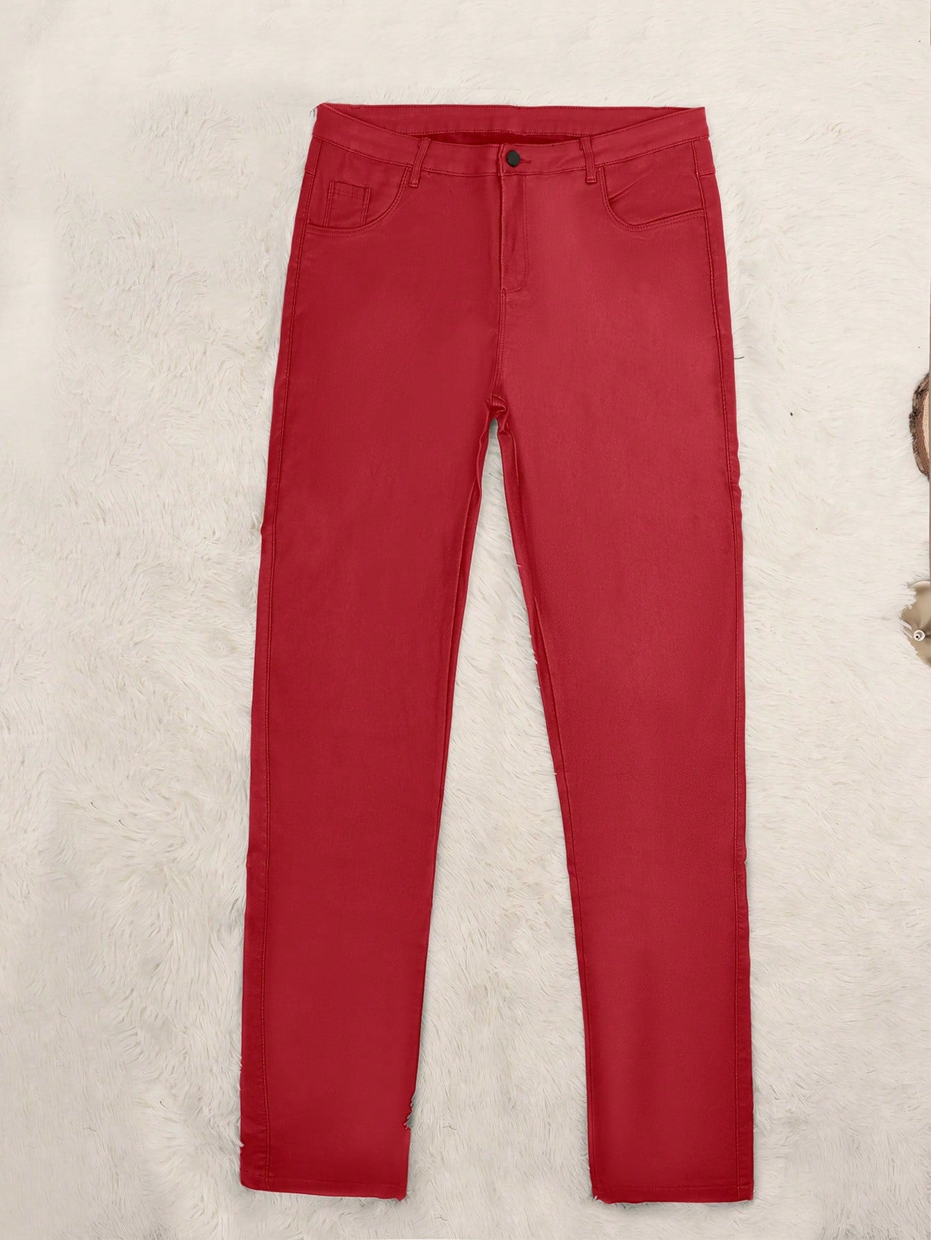 Women's Plus Size Women's Red High Waist Skinny PU Leather Pants
