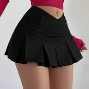 Women's Multi-Color Pleated Mini Skirts - High-Waisted Cutout Cheerleading Style Skirts, Y2K Streetwear & Casual Wear