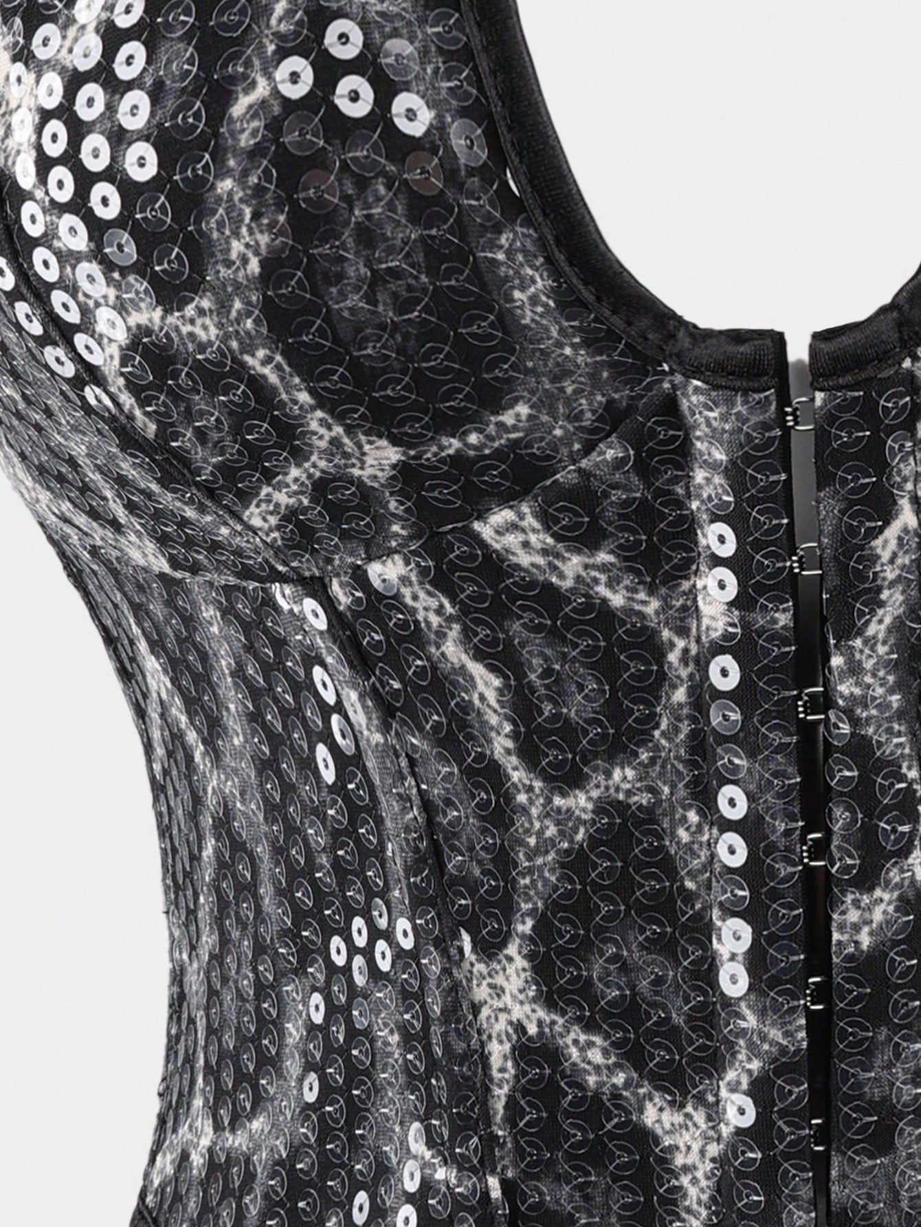 Women's Black White Leopard Print Corset Bustier