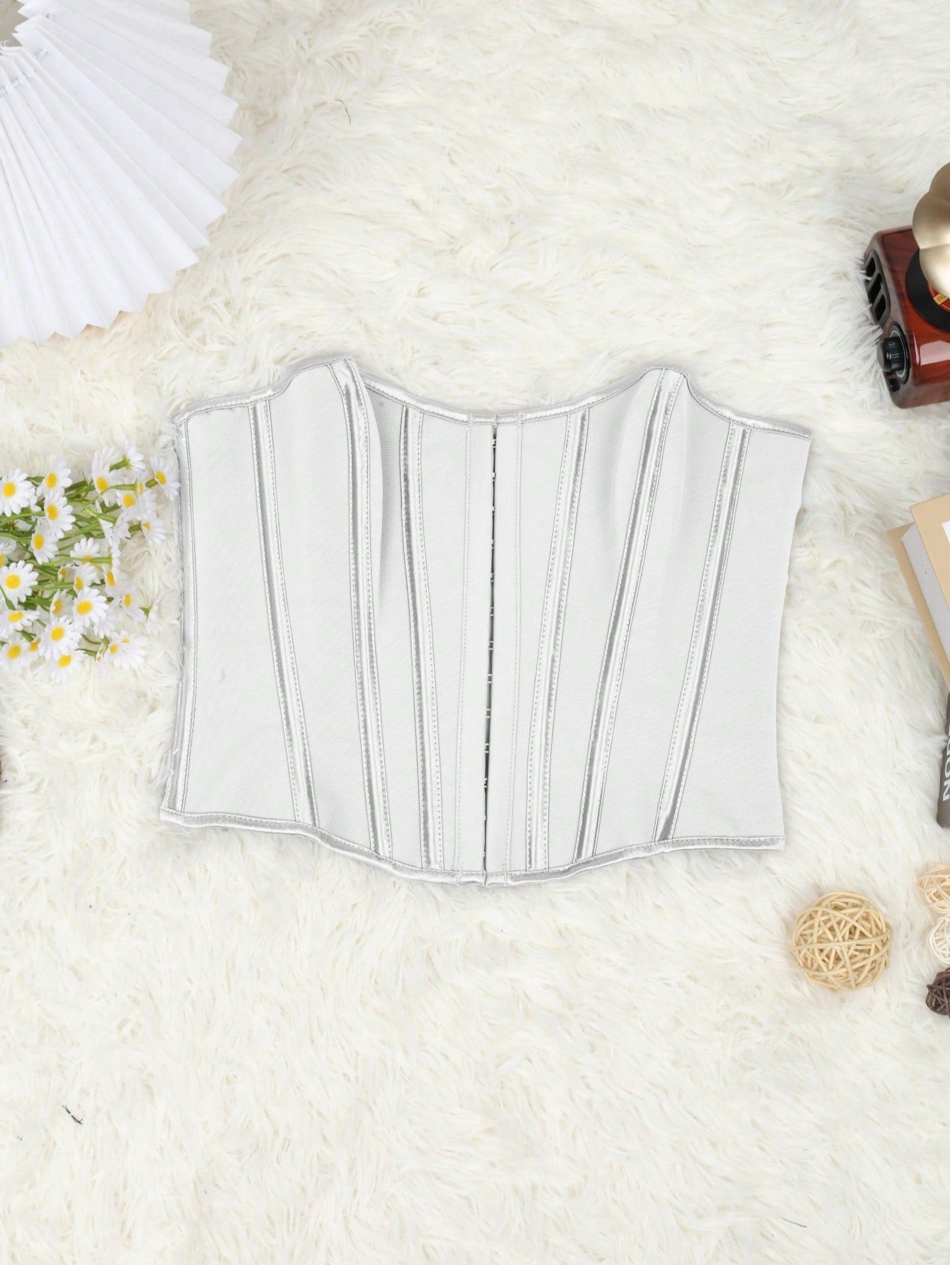 Women's Elegant Women's White Boned Corset Top Strapless Bustier