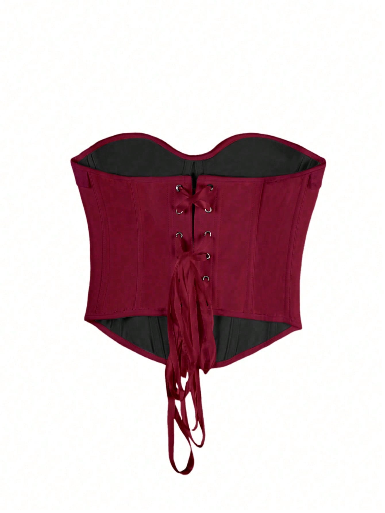 Women's Wine Red Faux Leather Bustier corset top with strapless