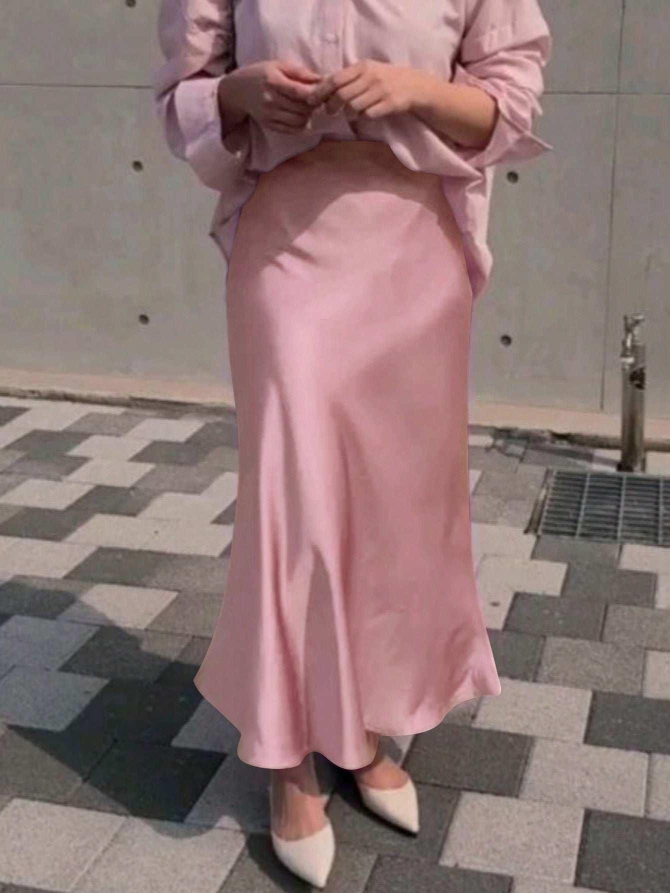 Women's Pink Polyester Mini skirt with A-line