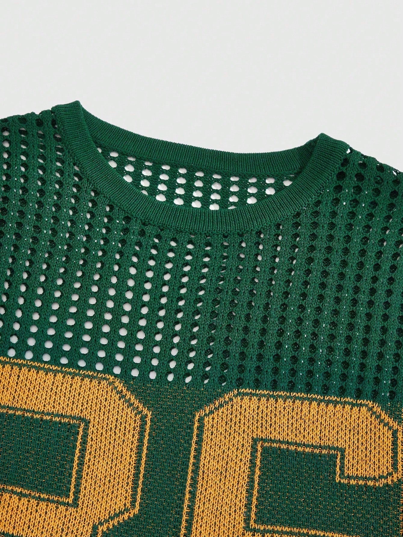 Women's Kids Girls Green Crochet Knit T-Shirt Number 86 Print Short Sleeve Top
