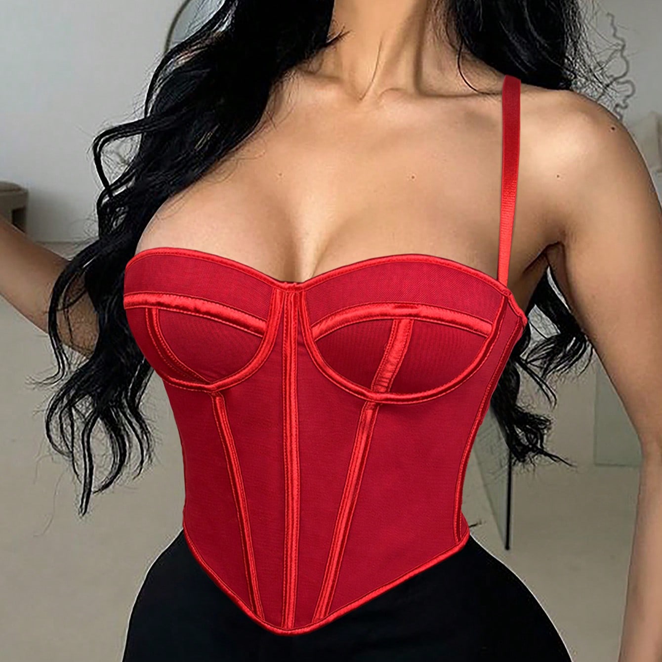 Women's Multi-Color Satin Sweetheart Corset - Slim Fitted Boned Crop Top, Y2K Streetwear