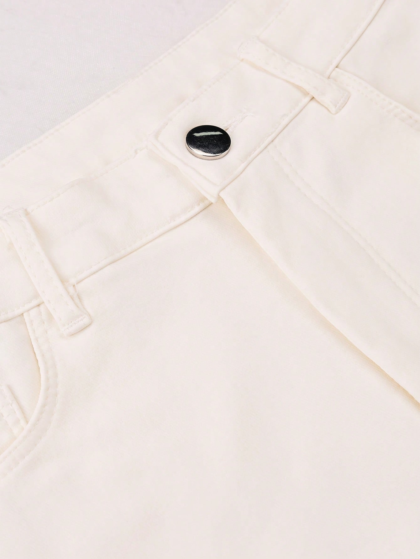 Women's White Cotton Blend Wide Leg Cargo Pants with Flap Pockets