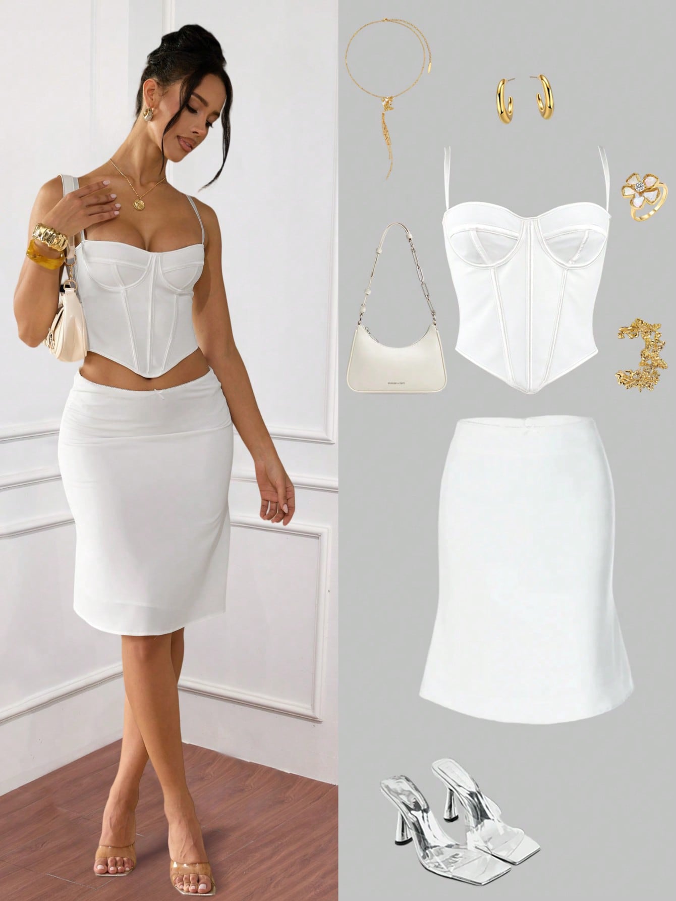 Women's Pure White Bustier Corset Top for Summer