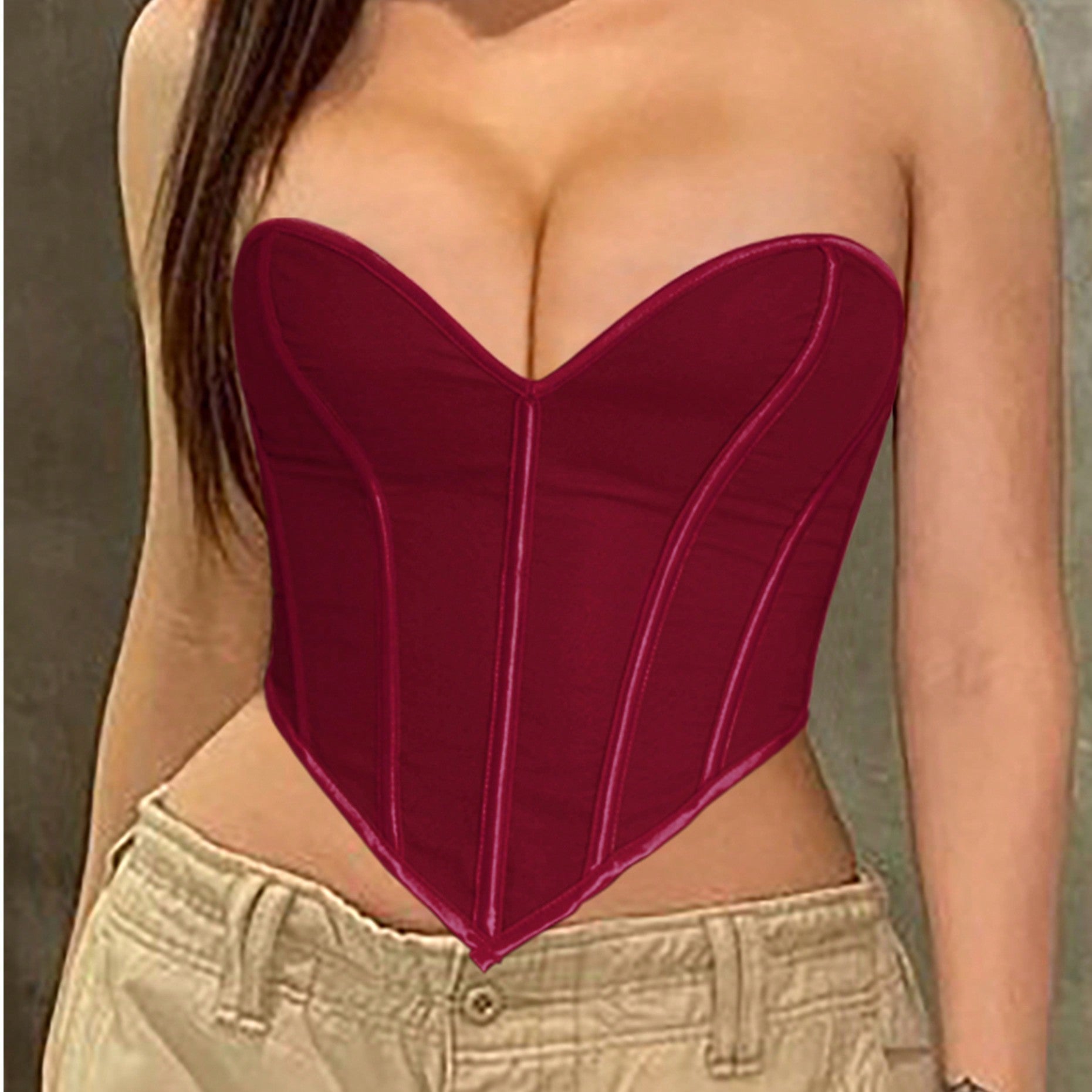 Women's Multi-Color Bustier Crop Tops - Strapless Push-Up Corset Style Tops, Glam Casual & Party Wear