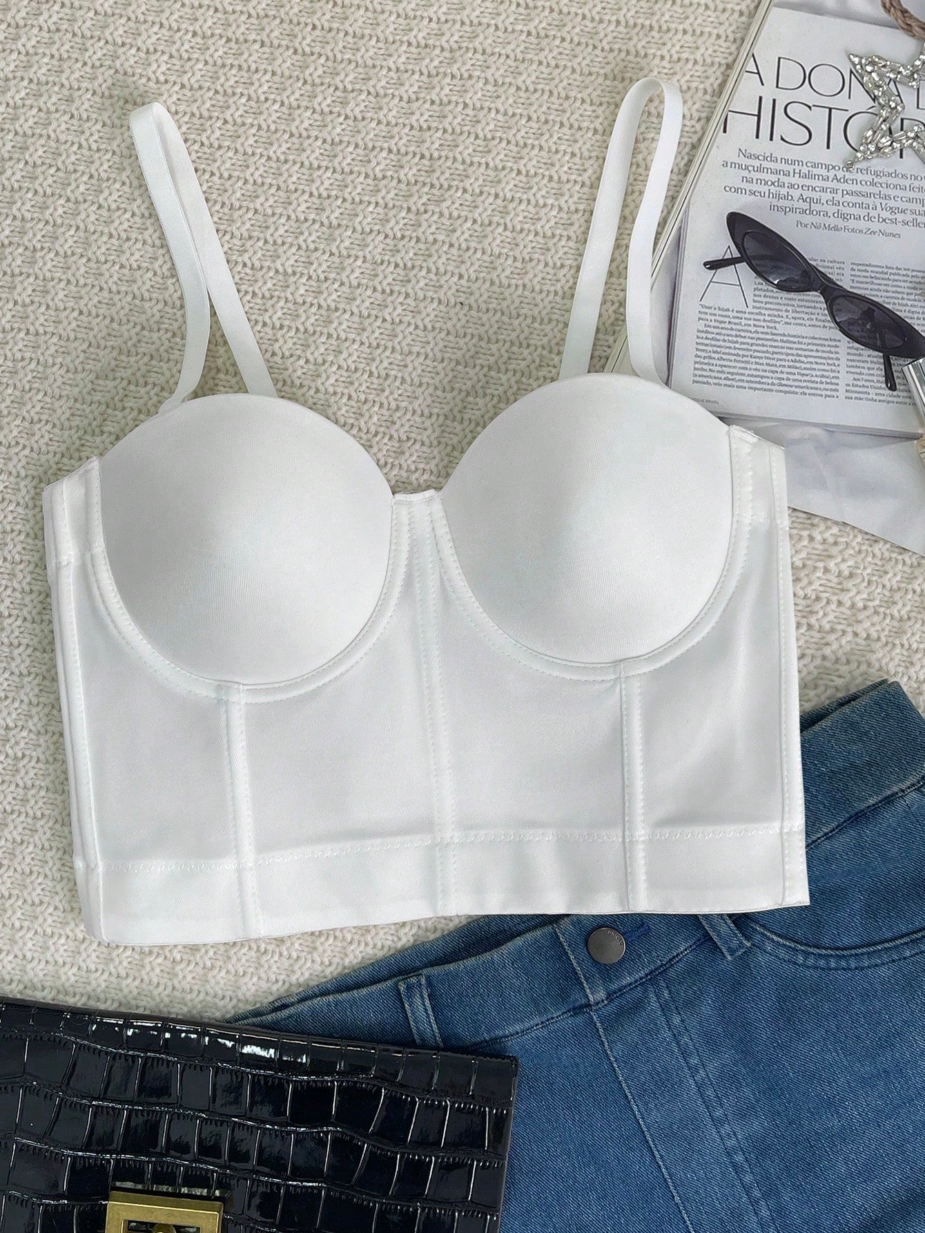 Women's Sexy White Satin Cami Corset Top Slim Fit Sleeveless Crop Top Wholesale