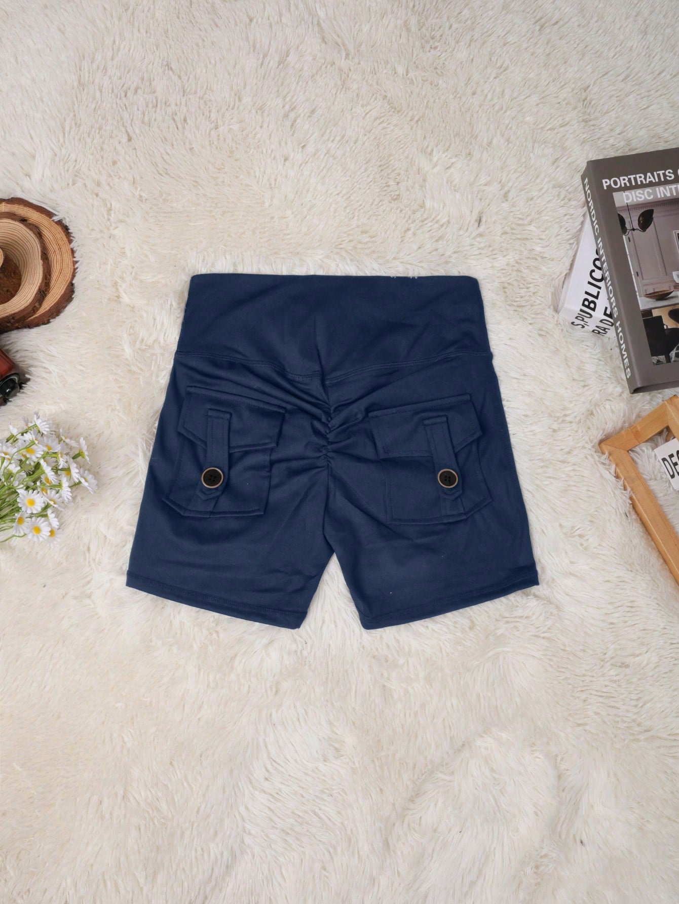 Women's Navy Blue High-Waisted Flare Yoga Pants with Bootcut Leg