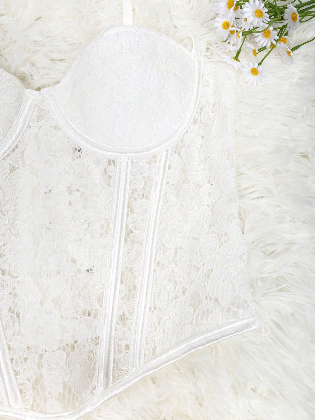 Women's White Lace Corset Top