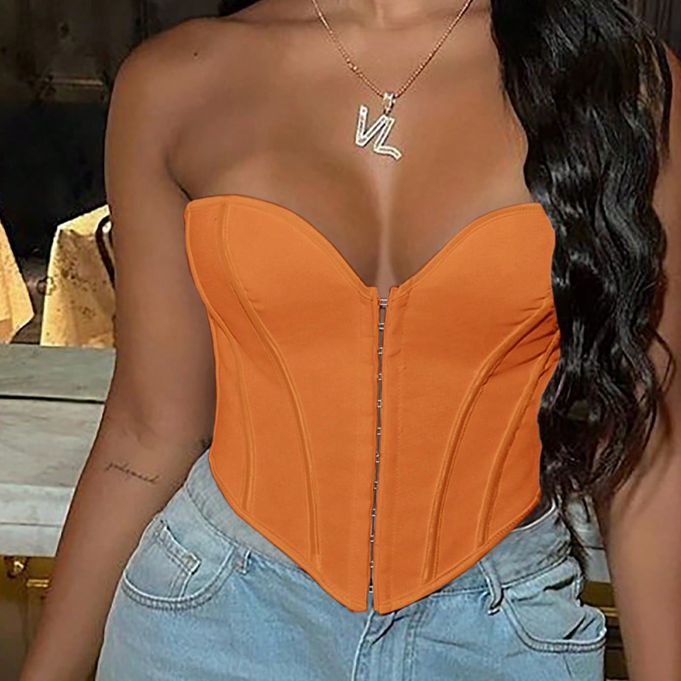 Women's Multi-Textured Bustier Crop Tops - Strapless Push-Up Corset Style Tops, Glam Casual & Party Wear