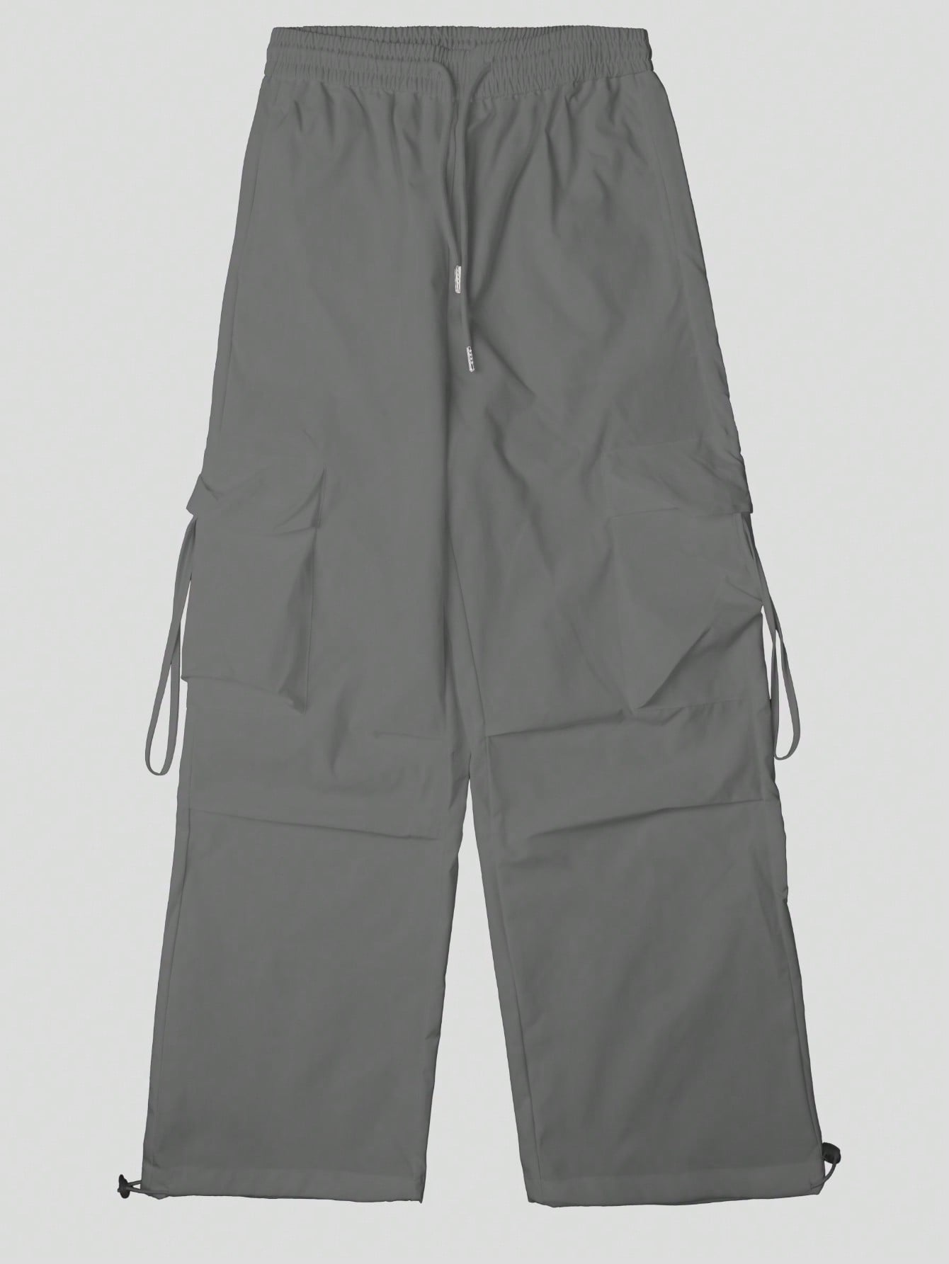 Women's Gray Cotton Full-length cargo pants with cargo pockets