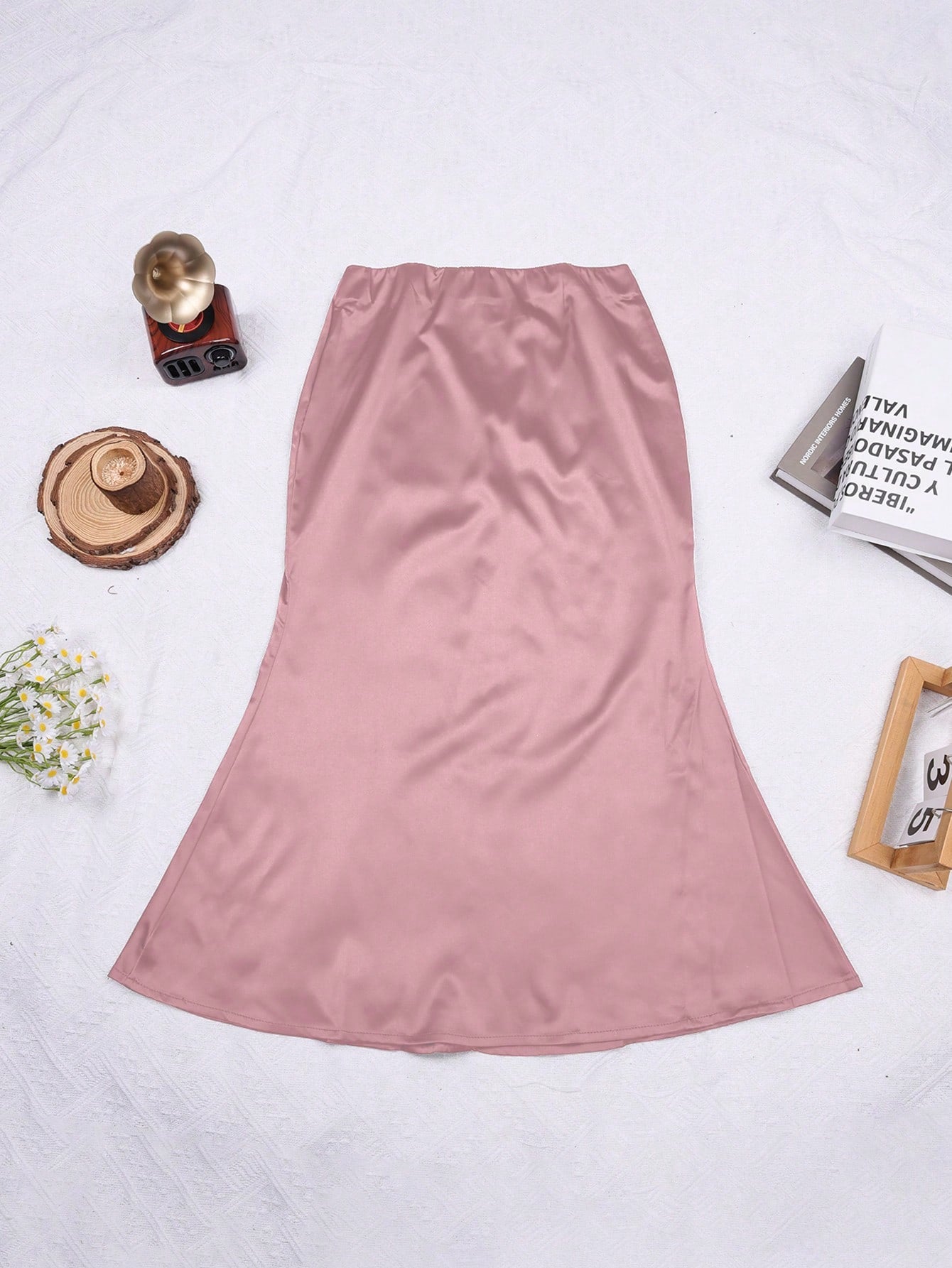 Women's Pink Polyester Mini skirt with A-line