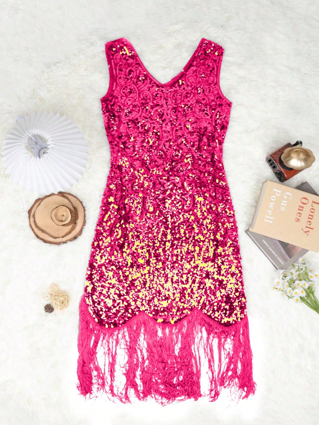 Women's Rose Red Polyester Blend Bodycon Mini Dress with Spaghetti Straps