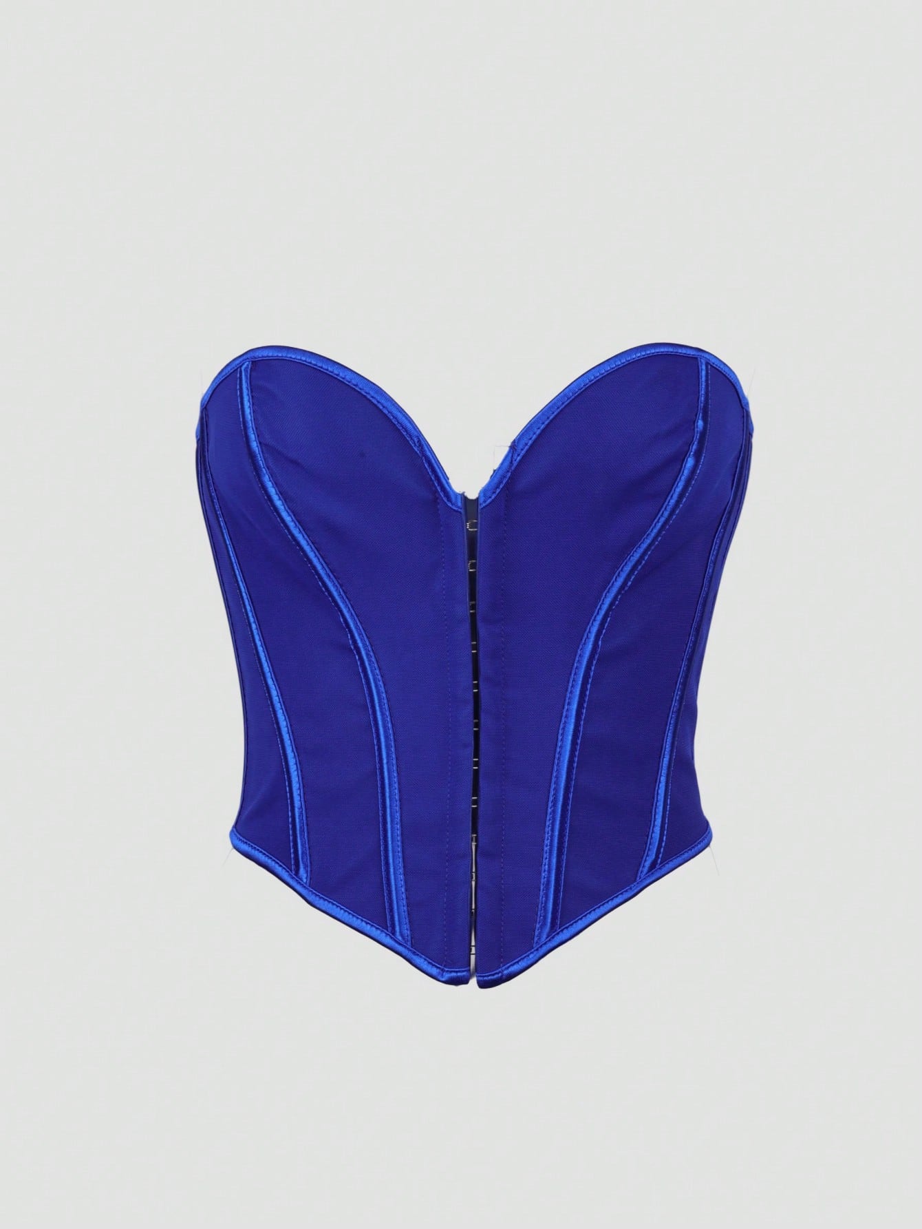 Women's Royal Blue Boned Corset Top with Hook and Eye Closure